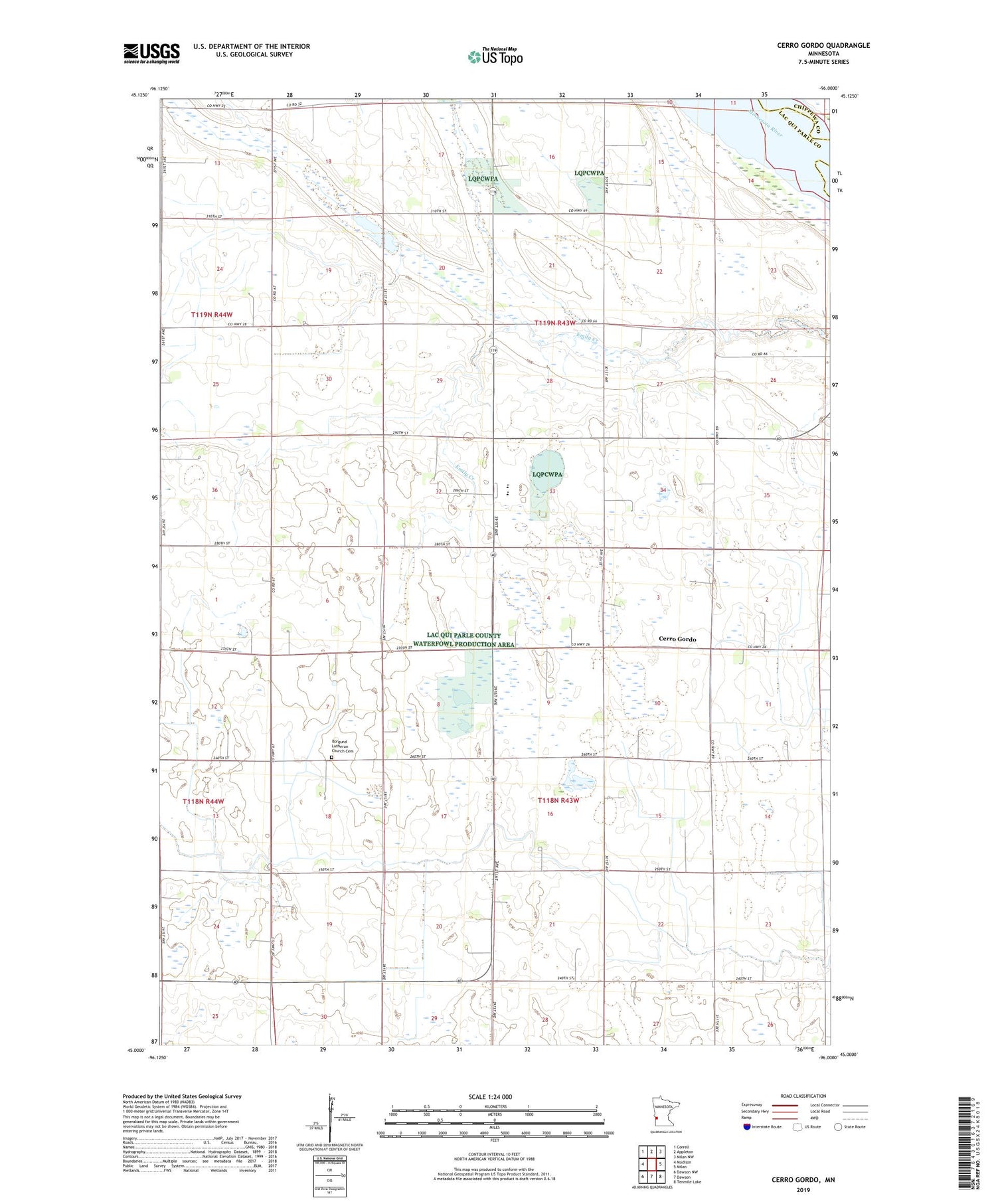 Cerro Gordo Minnesota US Topo Map Image