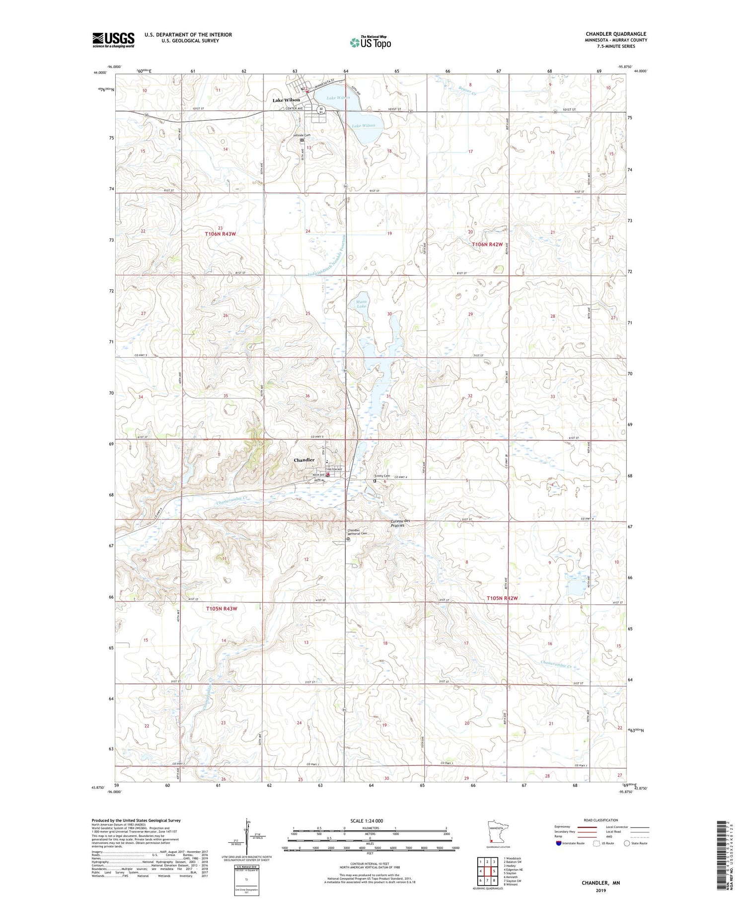 Chandler Minnesota US Topo Map Image