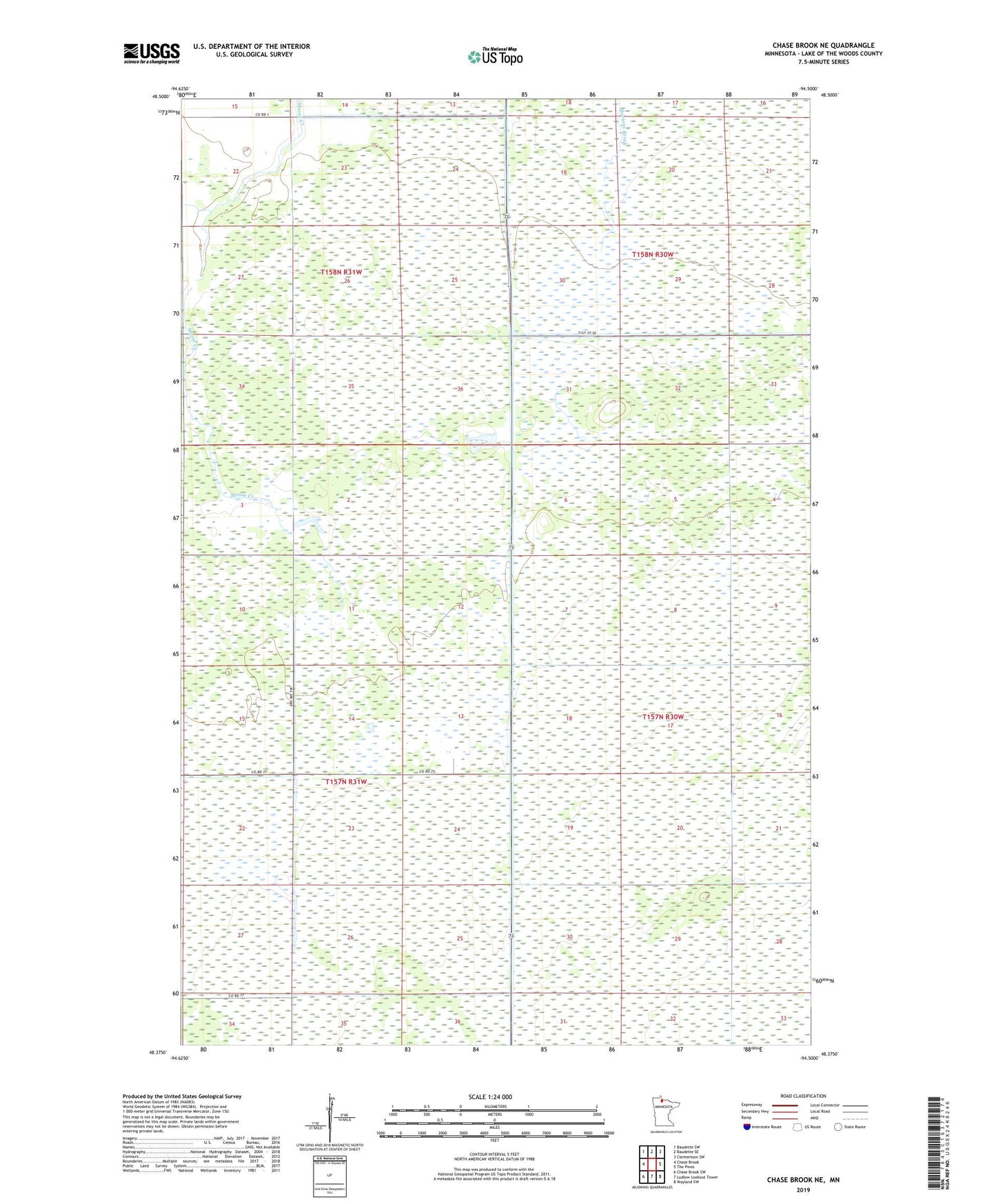 Chase Brook NE Minnesota US Topo Map Image
