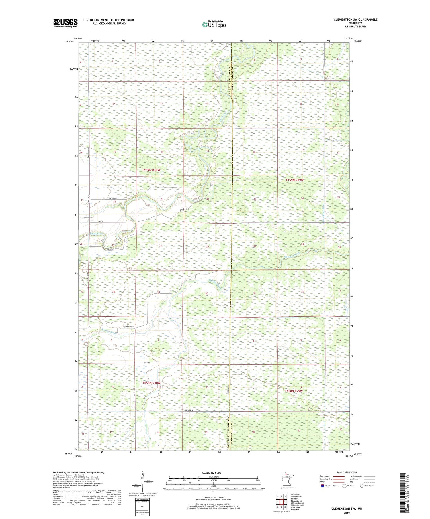Clementson SW Minnesota US Topo Map Image