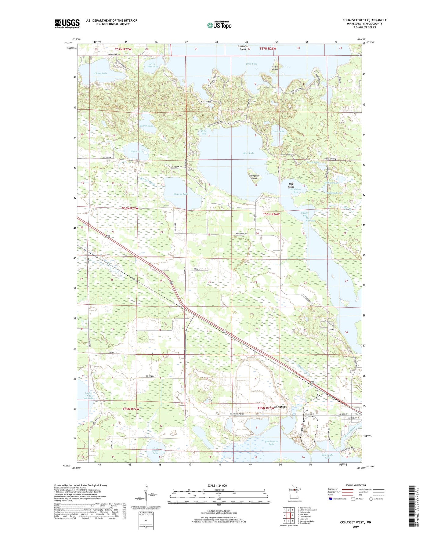 Cohasset West Minnesota US Topo Map Image
