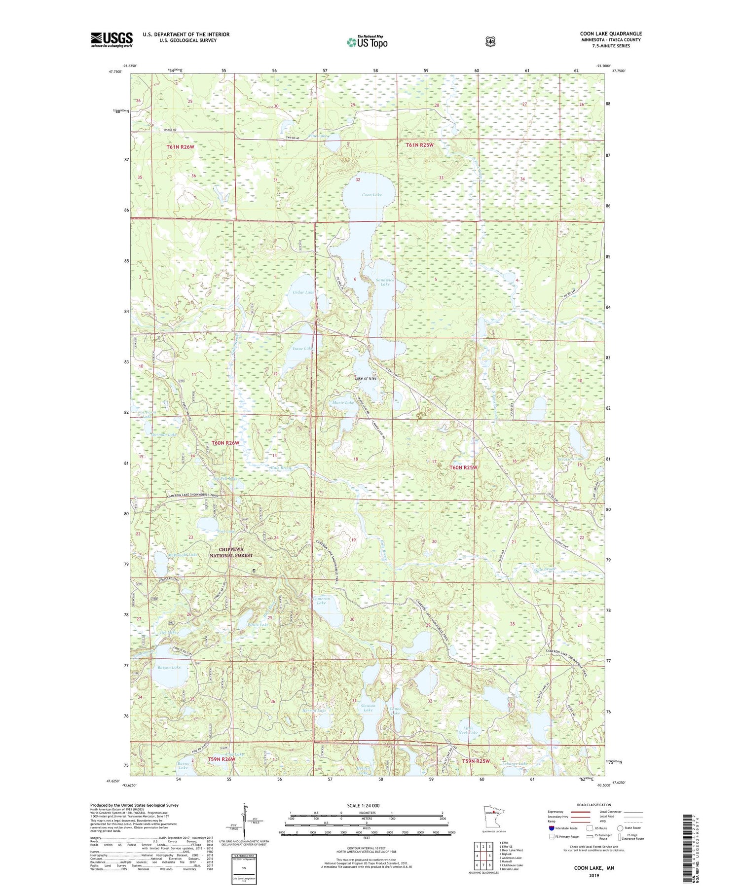Coon Lake Minnesota US Topo Map Image