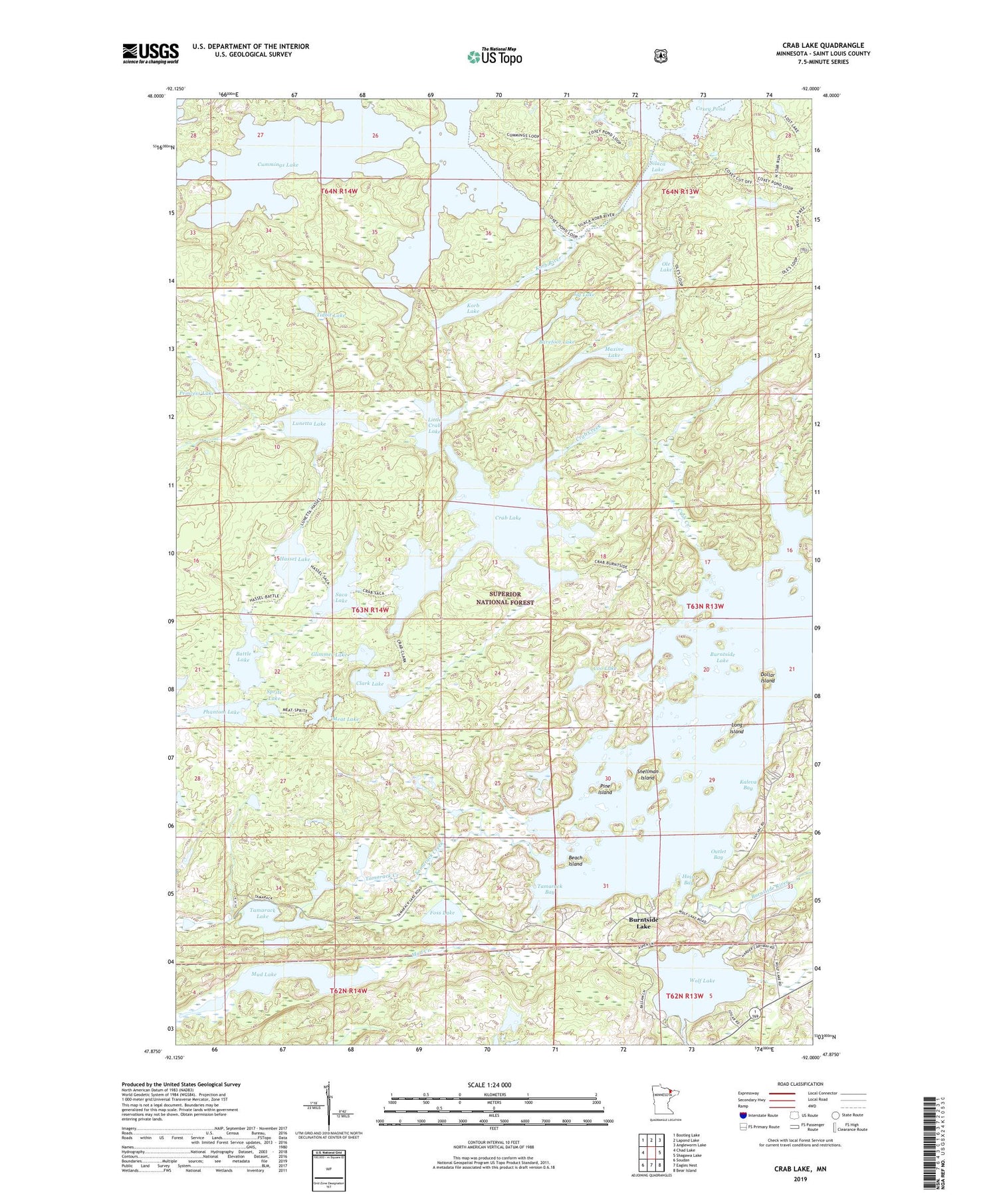 Crab Lake Minnesota US Topo Map Image