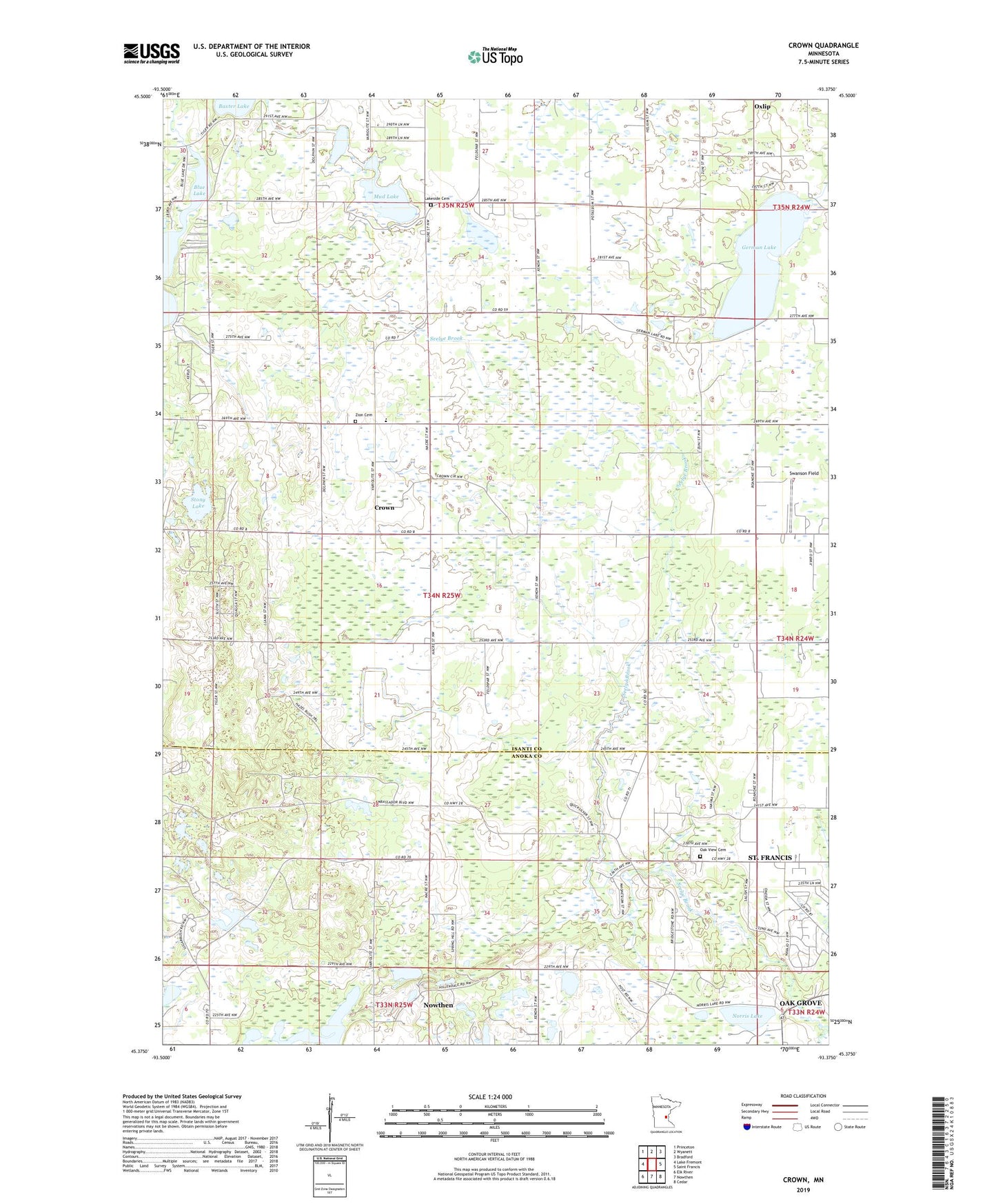 Crown Minnesota US Topo Map Image