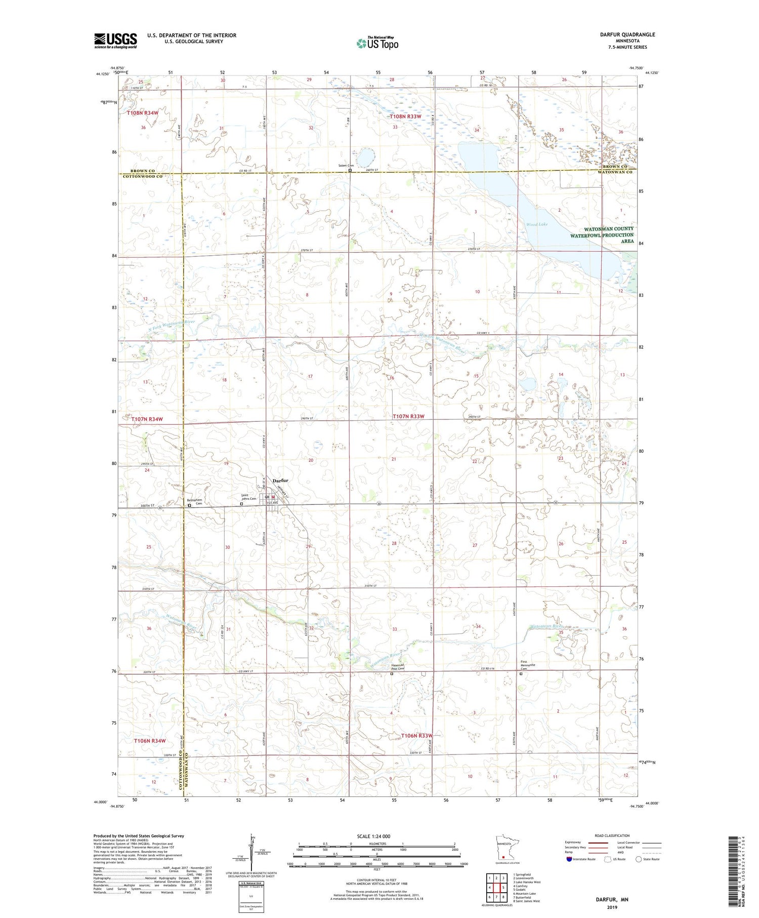 Darfur Minnesota US Topo Map Image