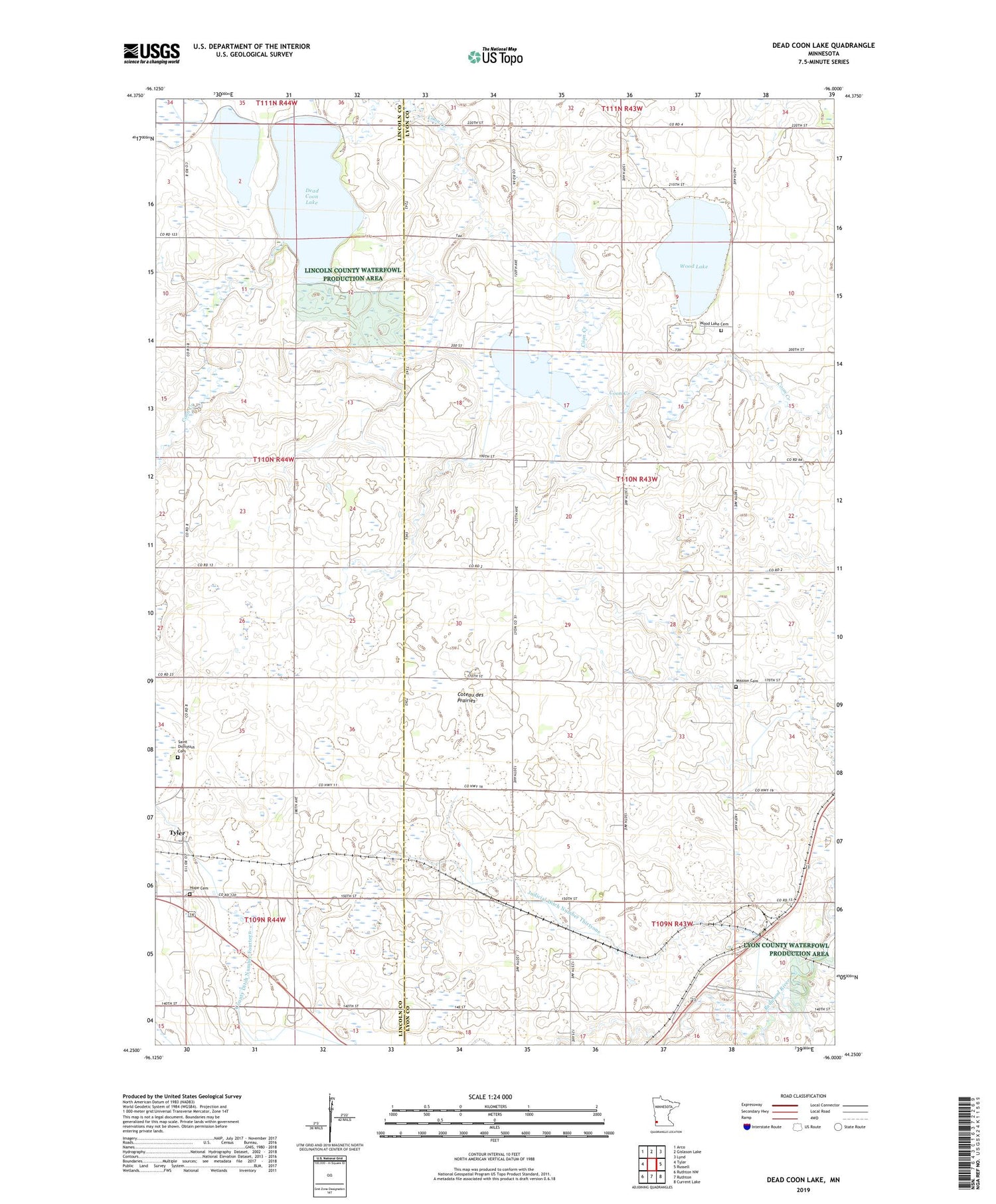 Dead Coon Lake Minnesota US Topo Map Image