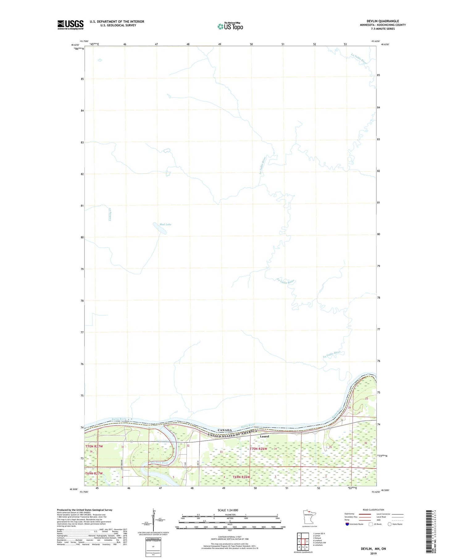Devlin Minnesota US Topo Map Image