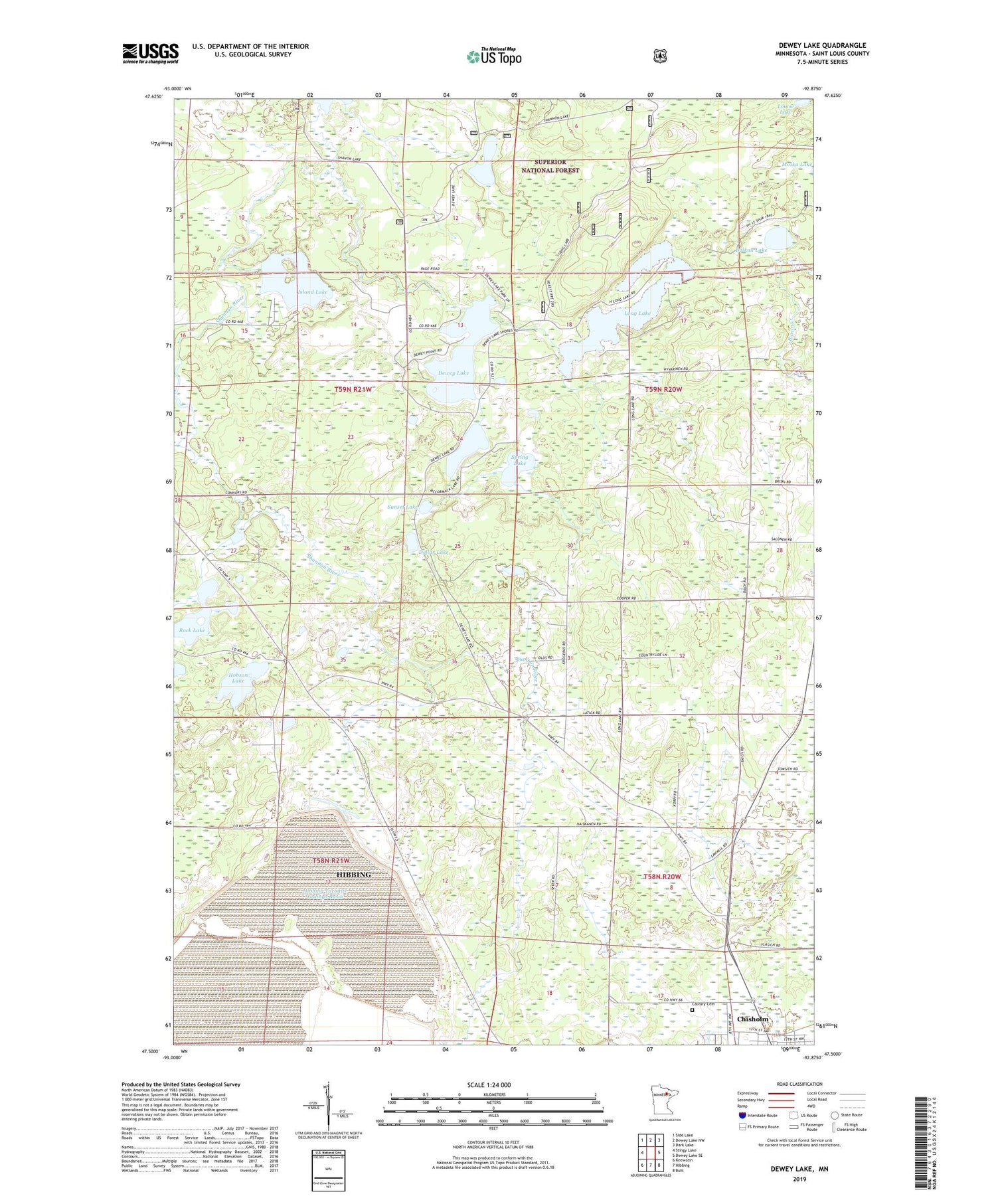 Dewey Lake Minnesota US Topo Map Image