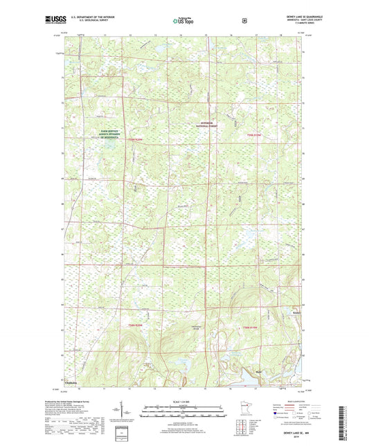 Dewey Lake SE Minnesota US Topo Map Image