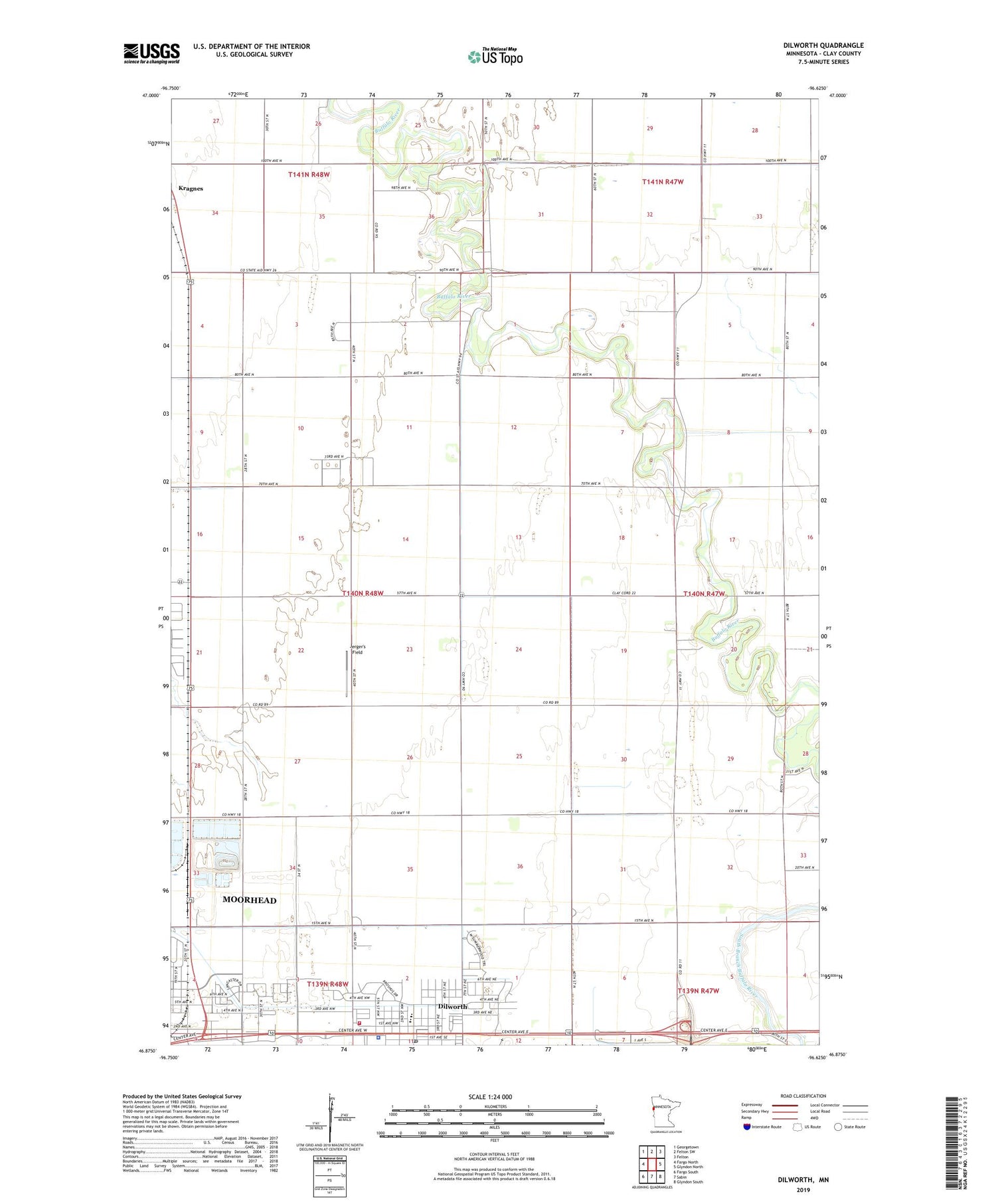 Dilworth Minnesota US Topo Map Image