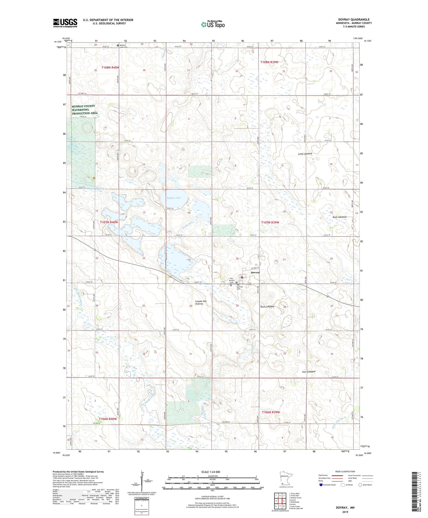 Dovray Minnesota US Topo Map Image