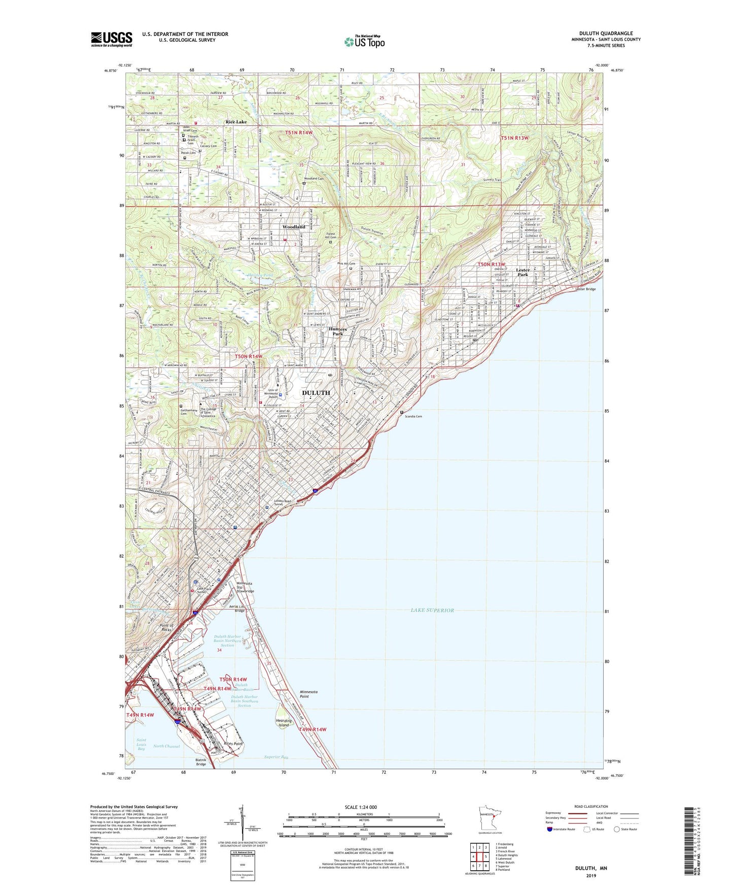 Duluth Minnesota US Topo Map Image