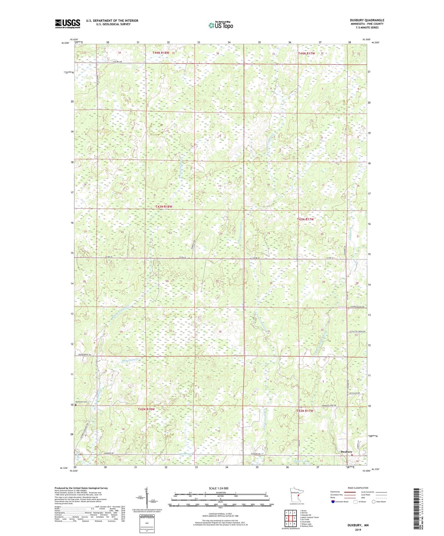 Duxbury Minnesota US Topo Map Image