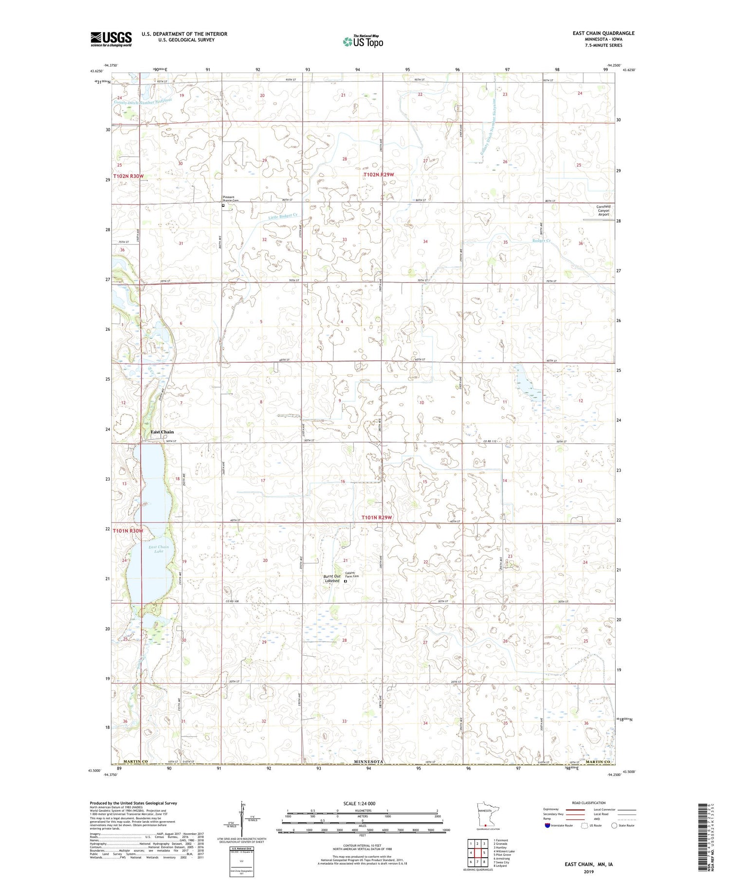 East Chain Minnesota US Topo Map Image