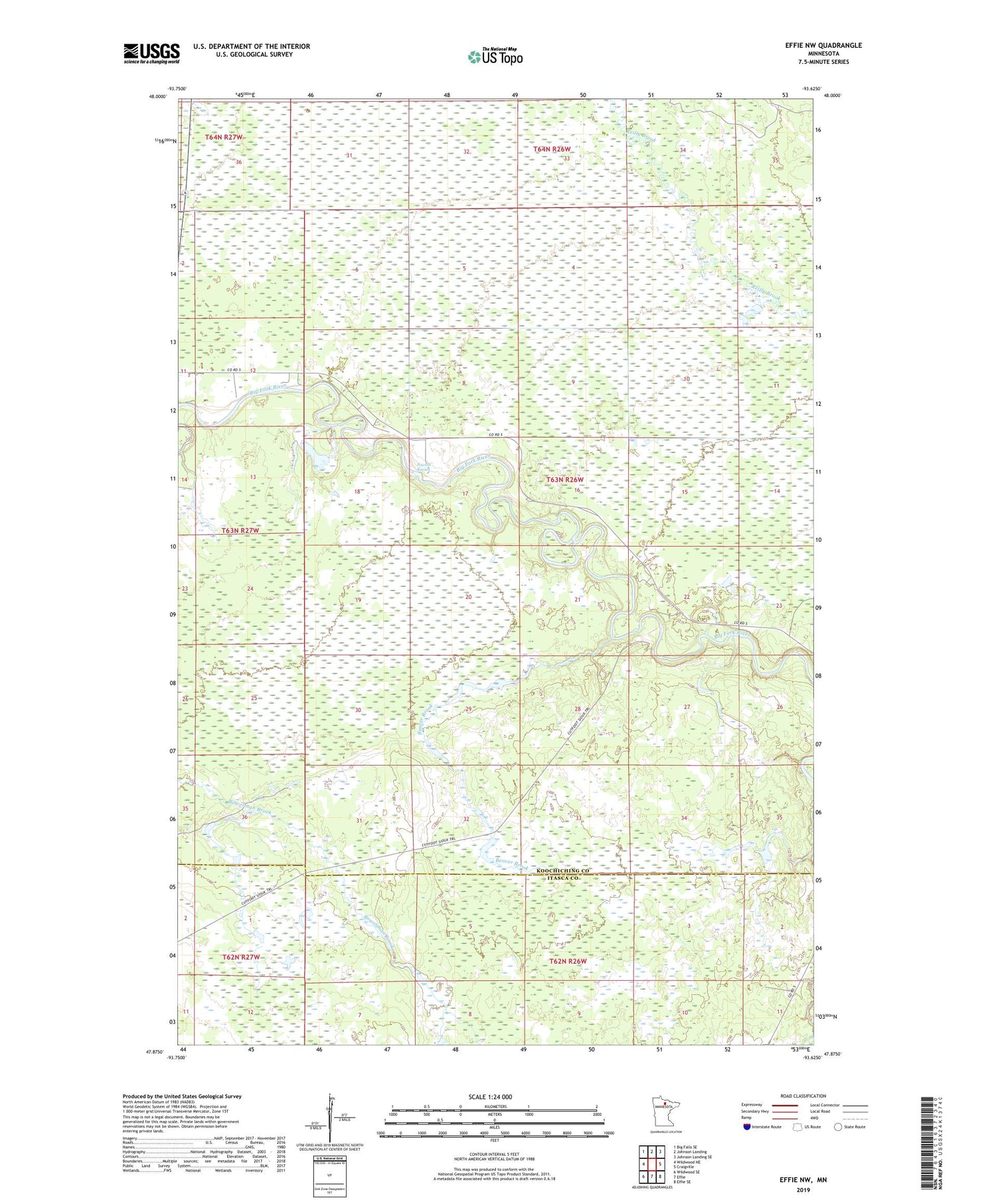 Effie NW Minnesota US Topo Map Image