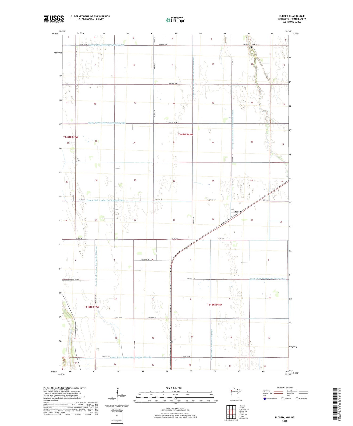 Eldred Minnesota US Topo Map Image