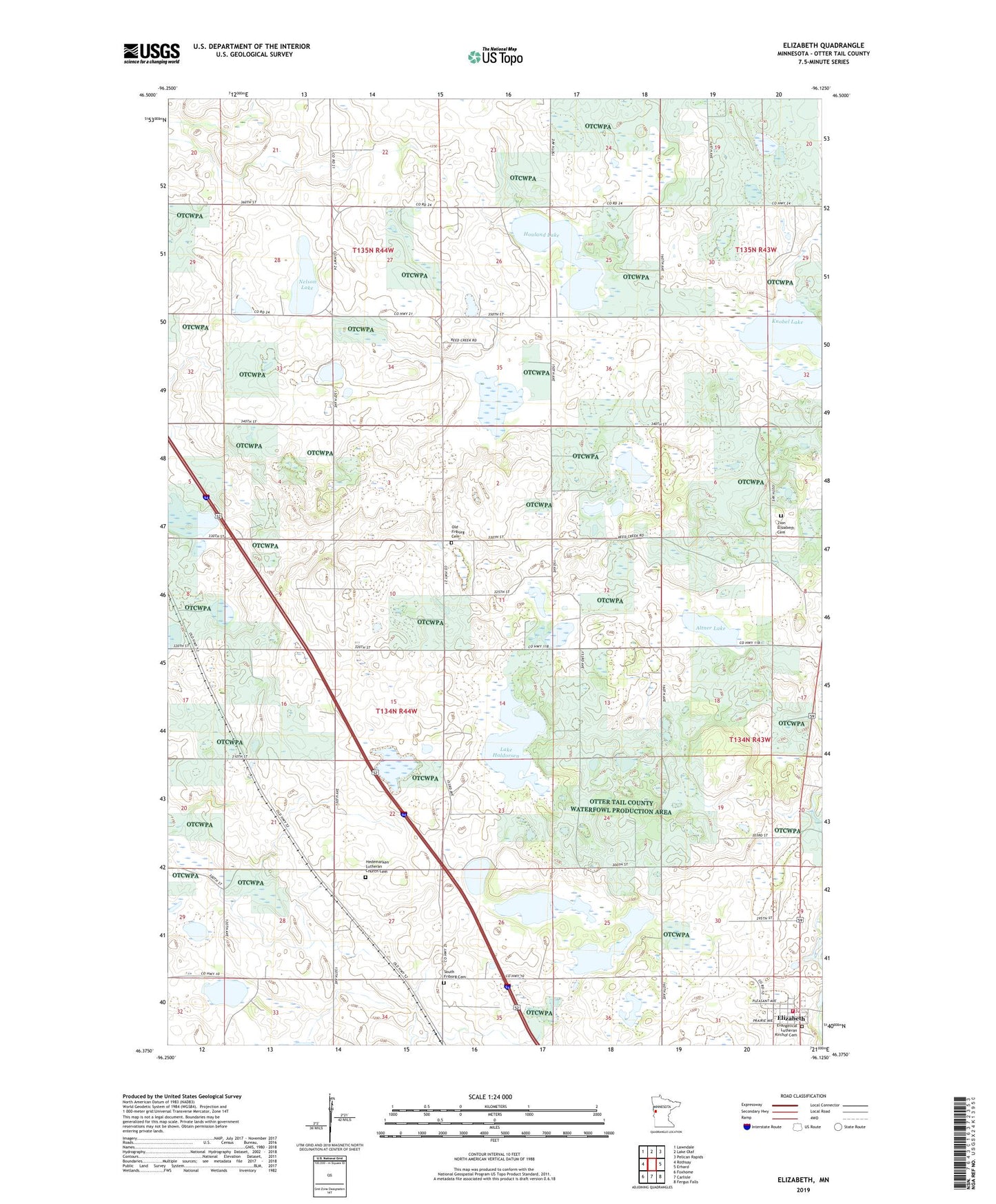 Elizabeth Minnesota US Topo Map Image