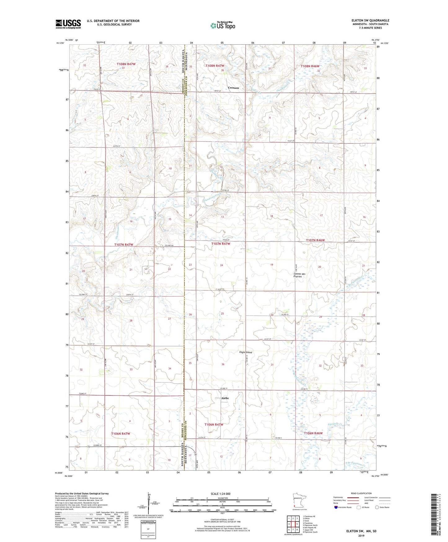 Elkton SW Minnesota US Topo Map Image