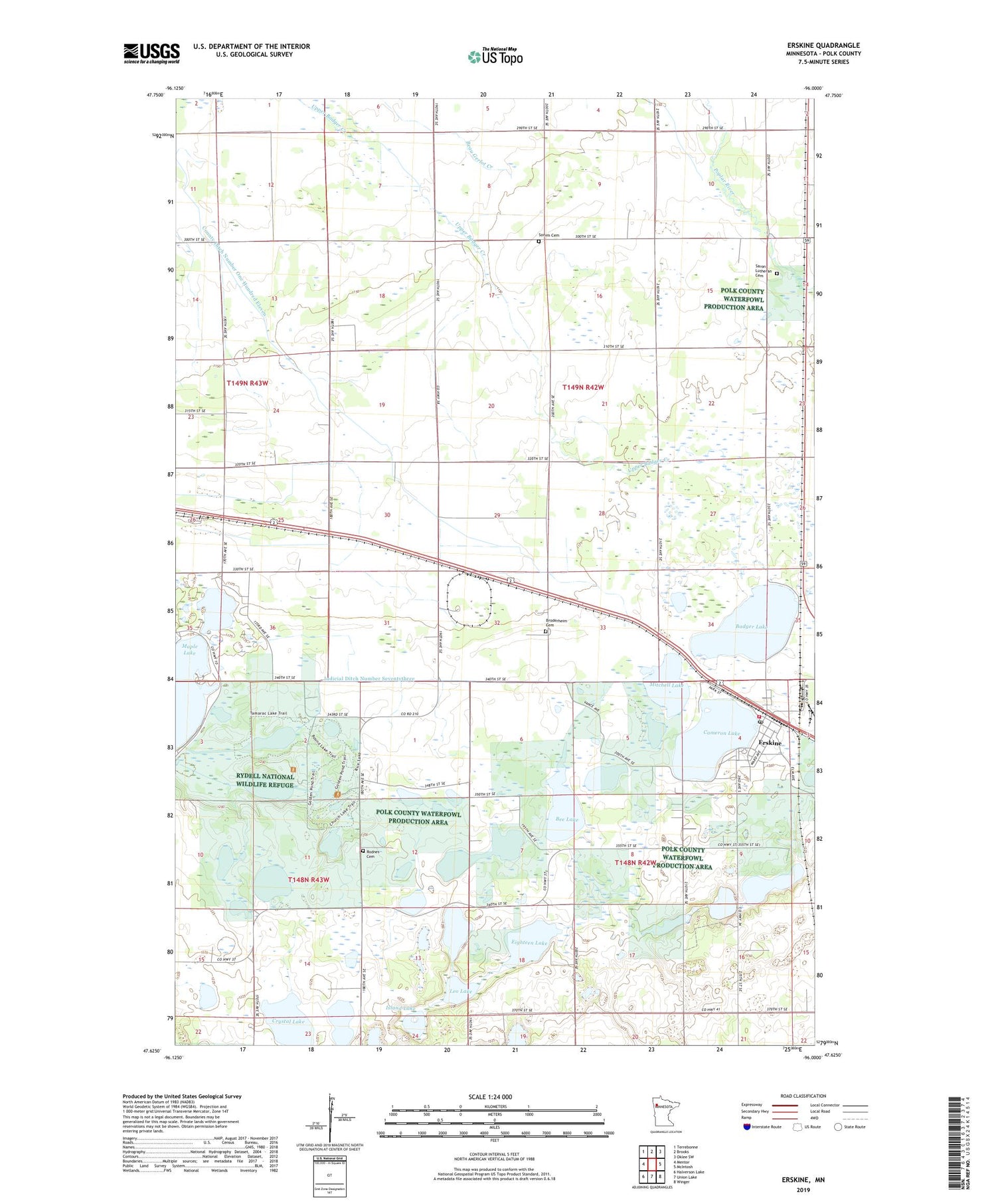 Erskine Minnesota US Topo Map Image