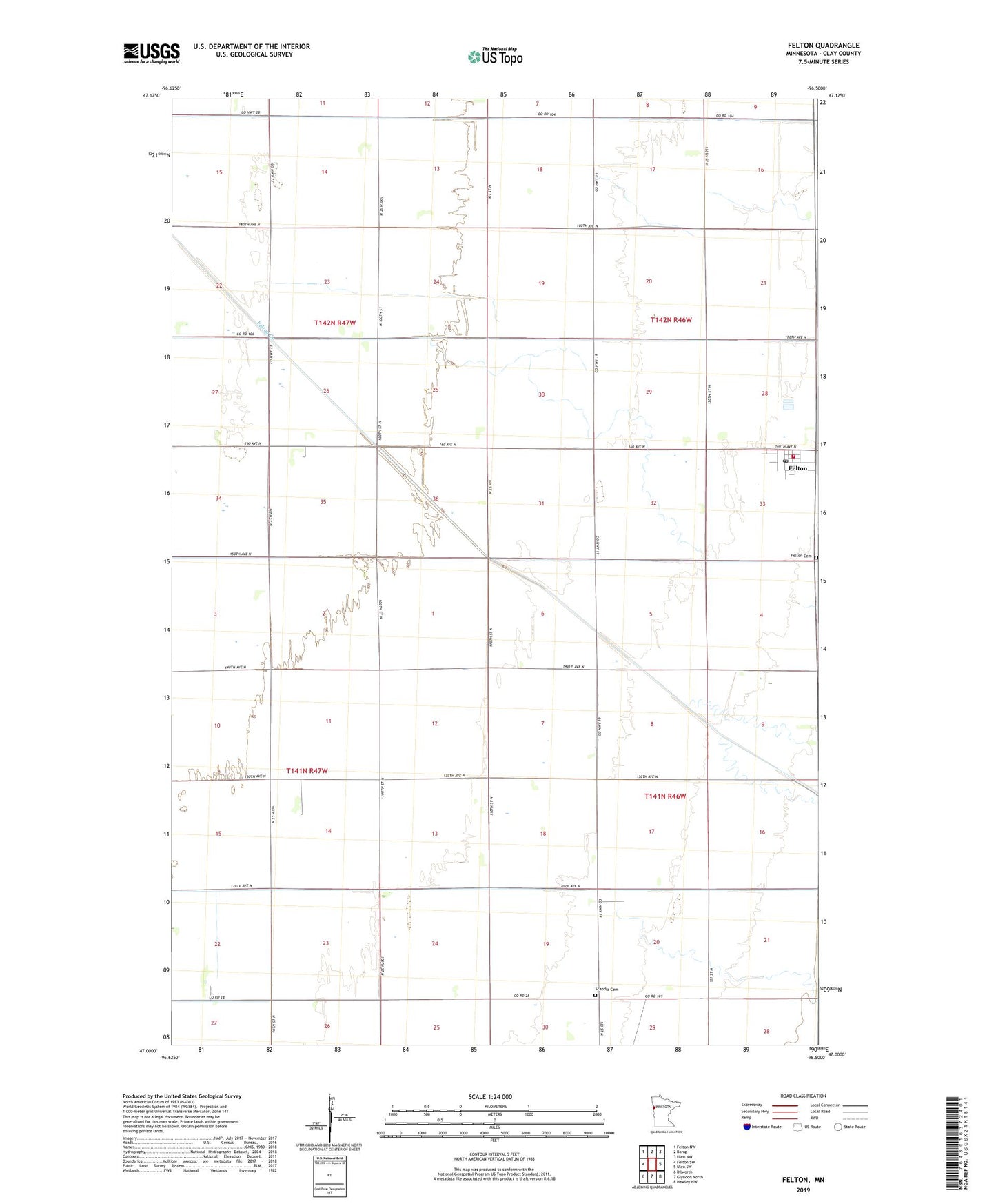 Felton Minnesota US Topo Map Image