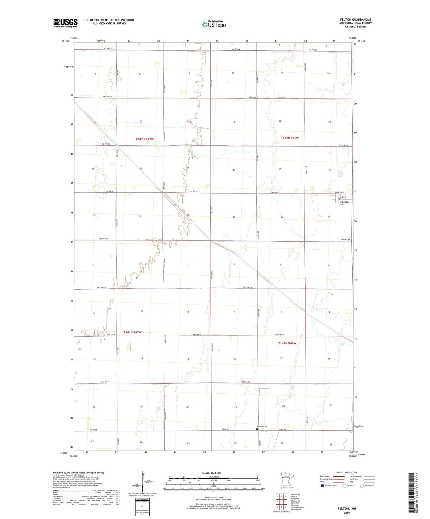 Felton Minnesota US Topo Map Image