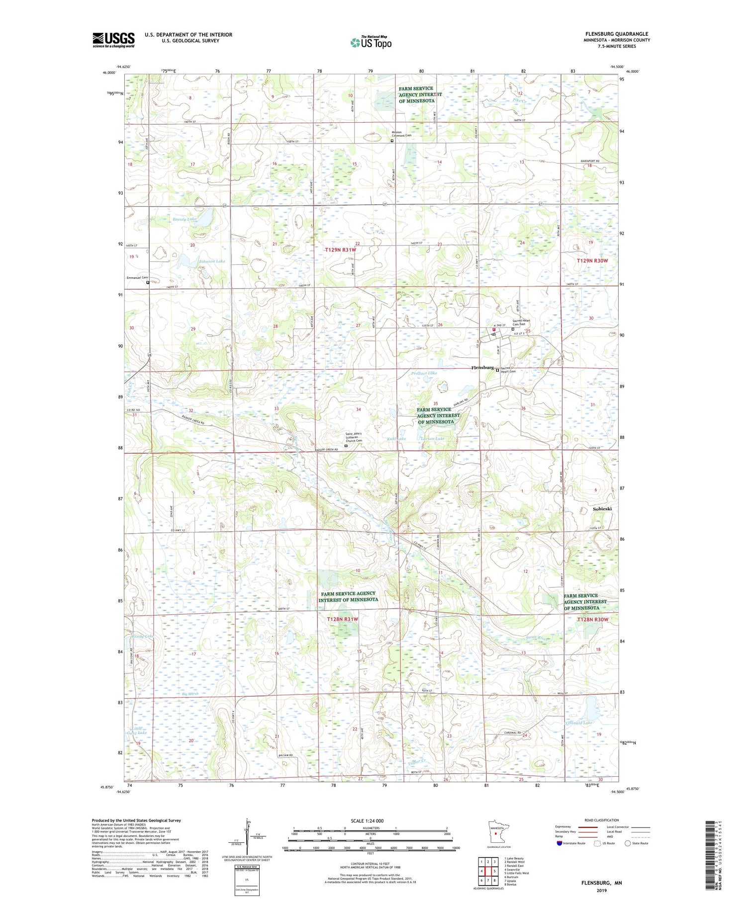 Flensburg Minnesota US Topo Map Image