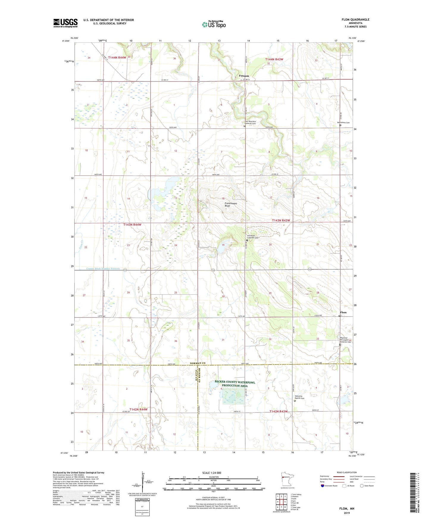 Flom Minnesota US Topo Map Image