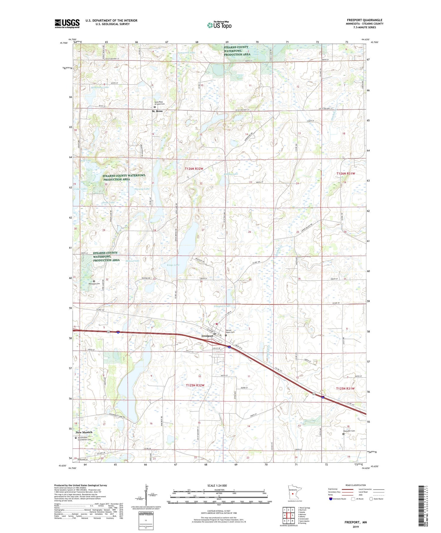 Freeport Minnesota US Topo Map Image