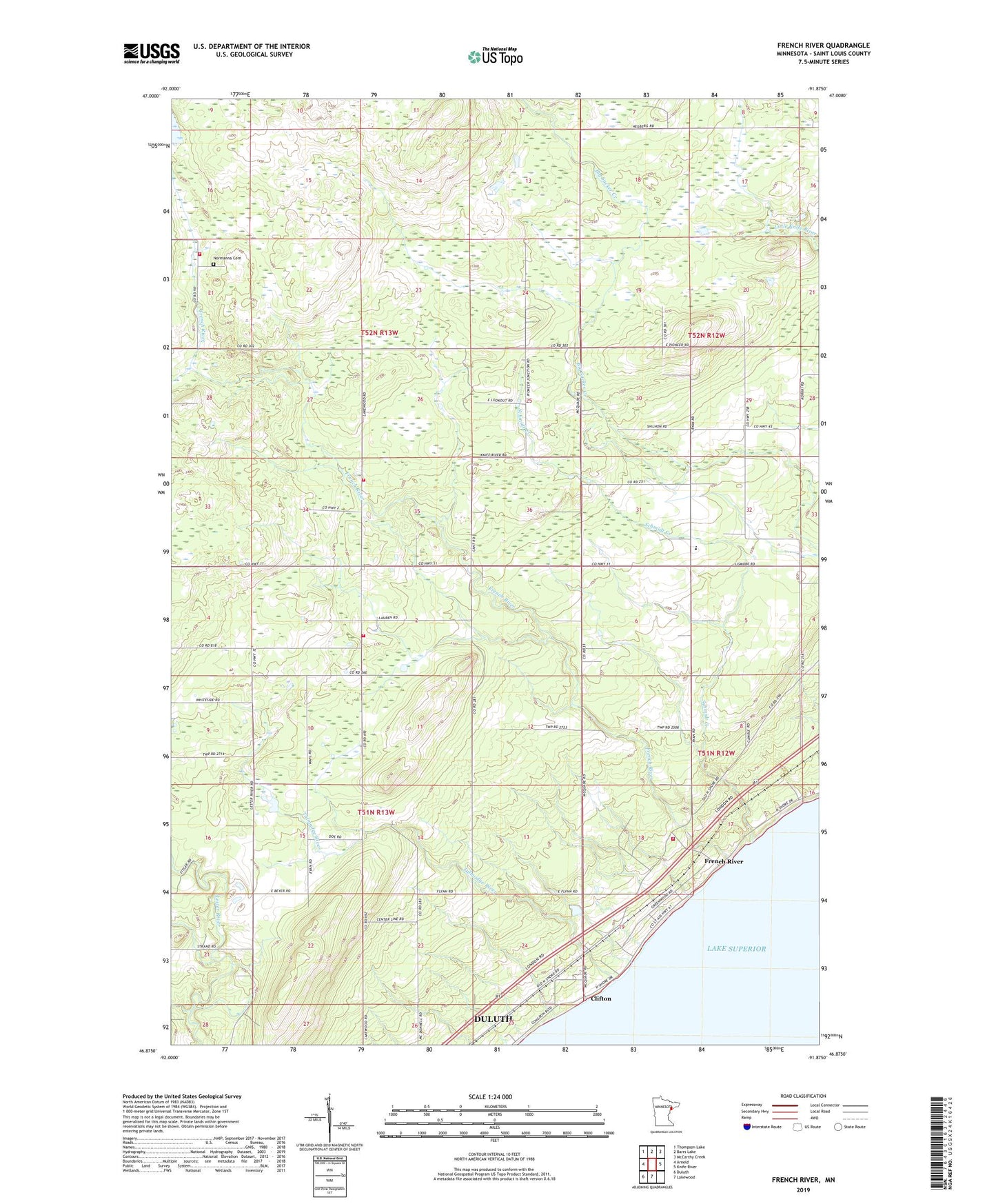 French River Minnesota US Topo Map Image