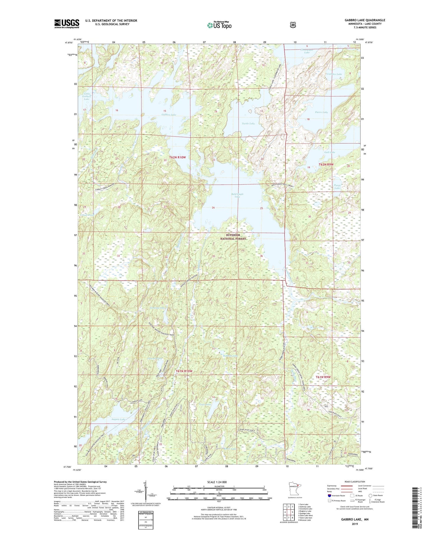 Gabbro Lake Minnesota US Topo Map Image