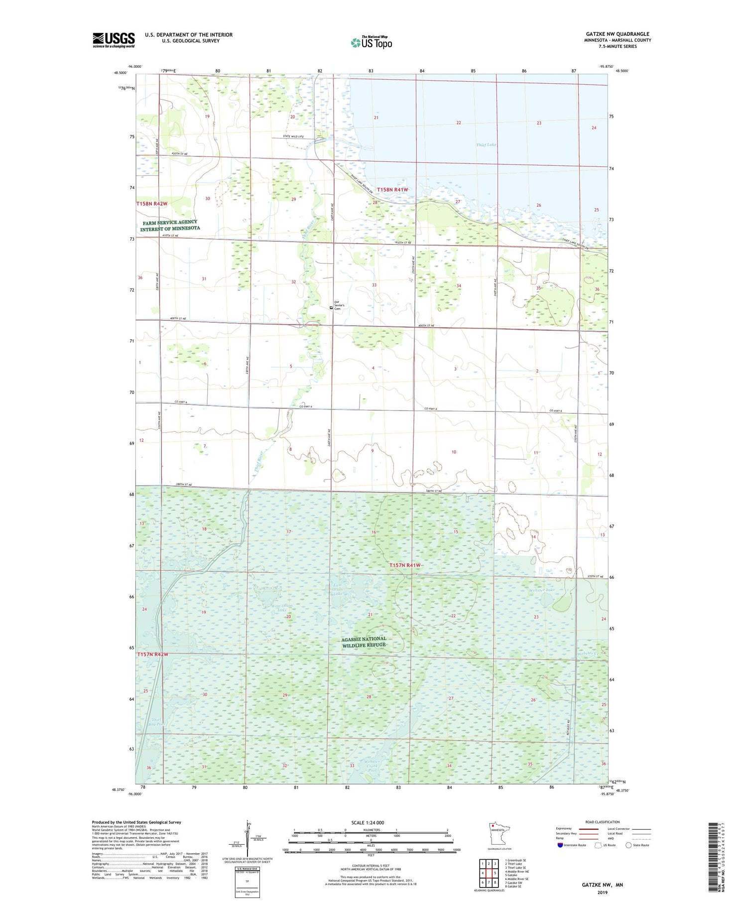 Gatzke NW Minnesota US Topo Map Image
