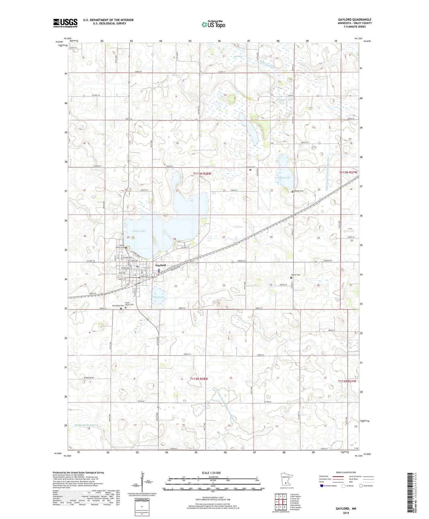 Gaylord Minnesota US Topo Map Image