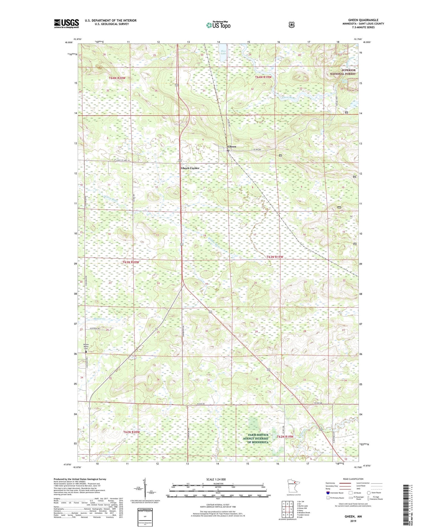 Gheen Minnesota US Topo Map Image