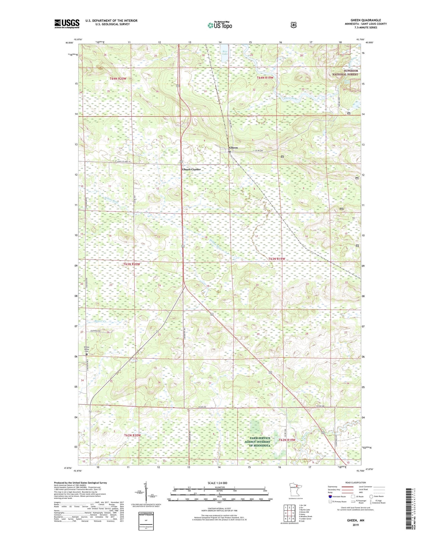 Gheen Minnesota US Topo Map Image