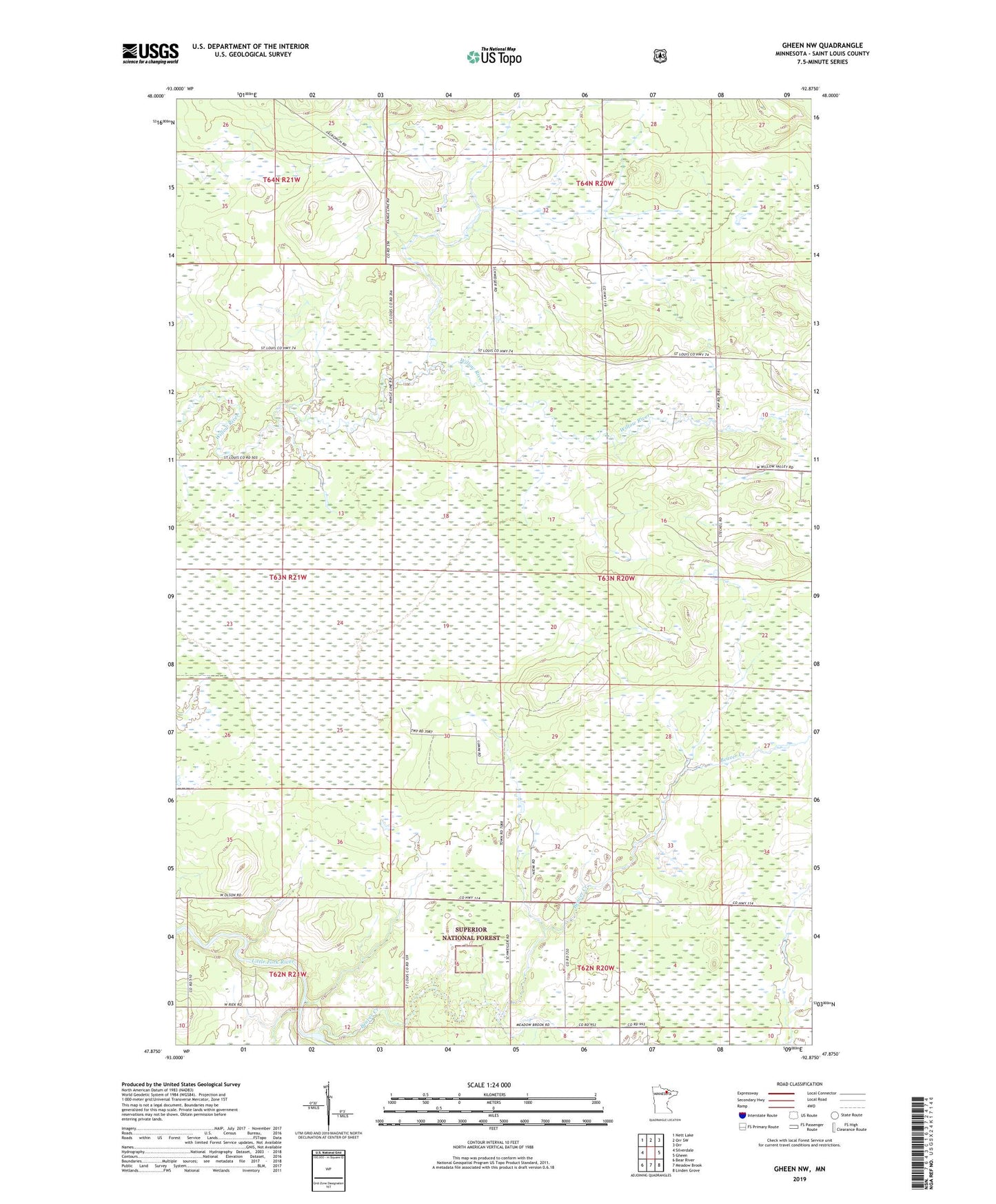 Gheen NW Minnesota US Topo Map Image