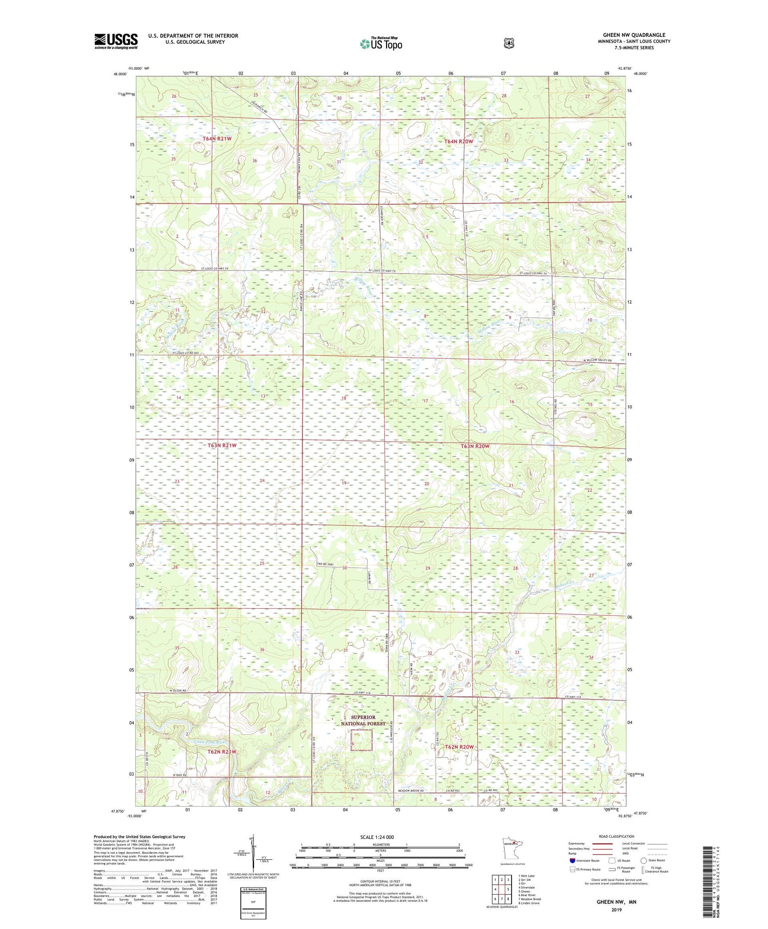 Gheen NW Minnesota US Topo Map Image