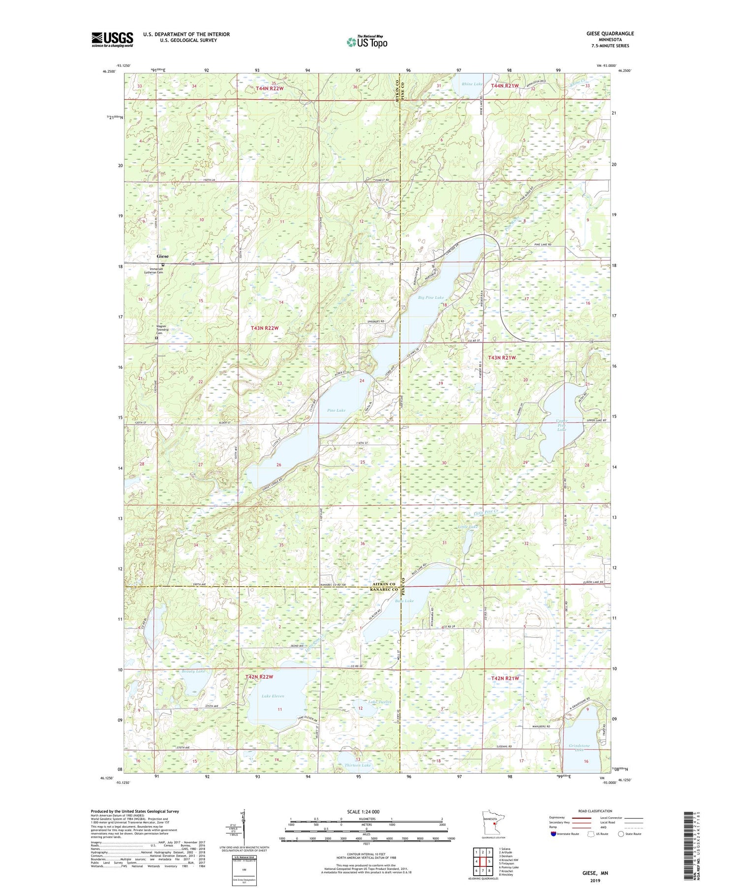 Giese Minnesota US Topo Map Image