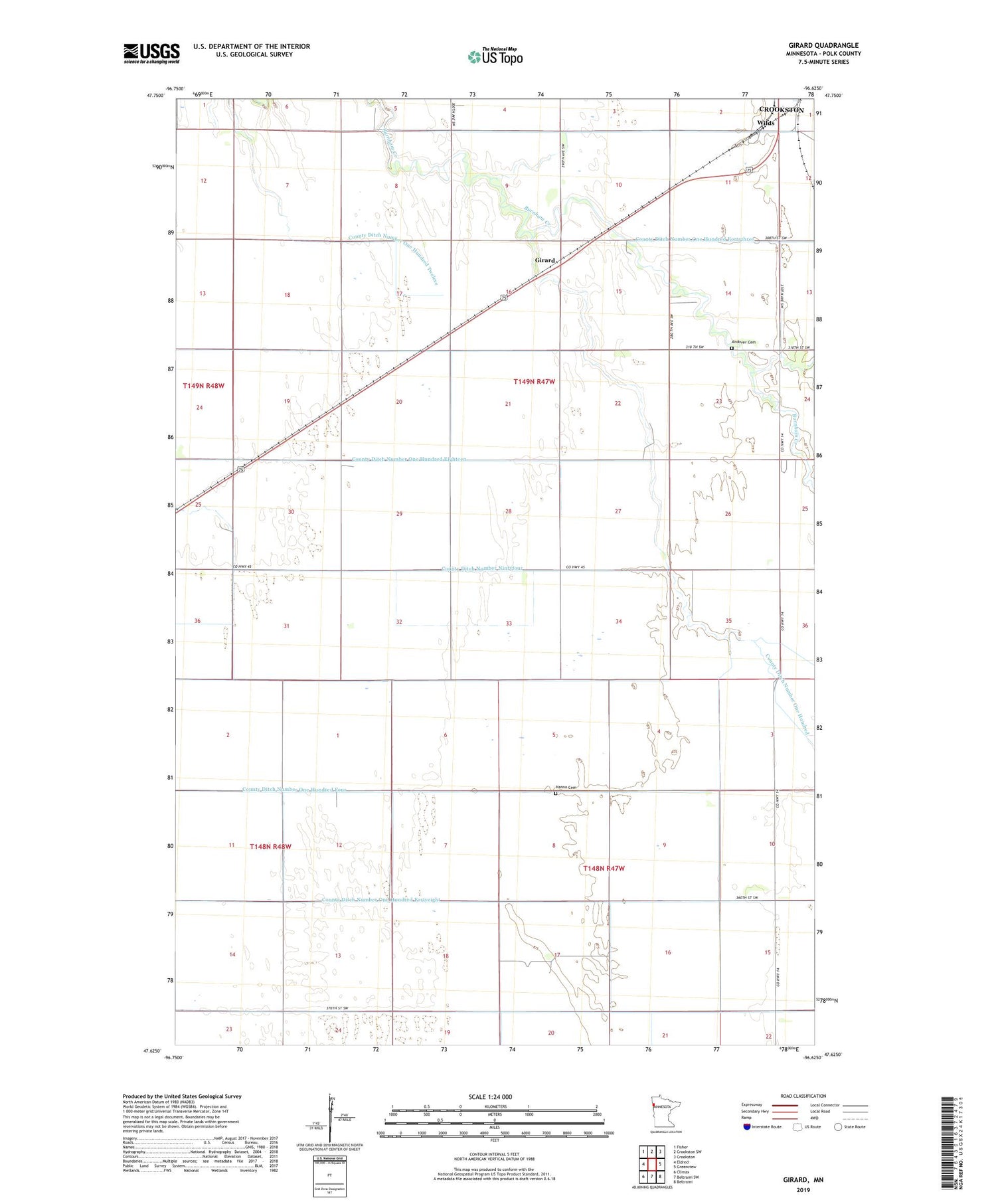 Girard Minnesota US Topo Map Image