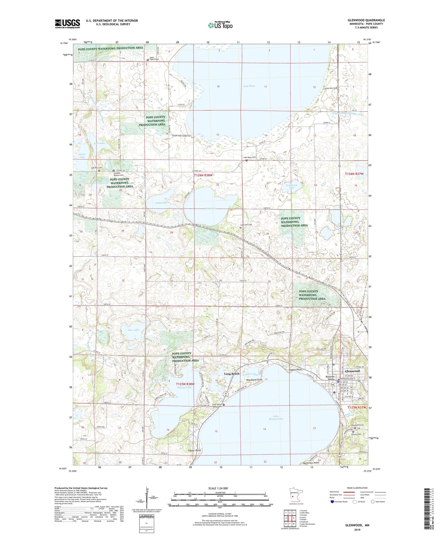 Glenwood Minnesota US Topo Map Image