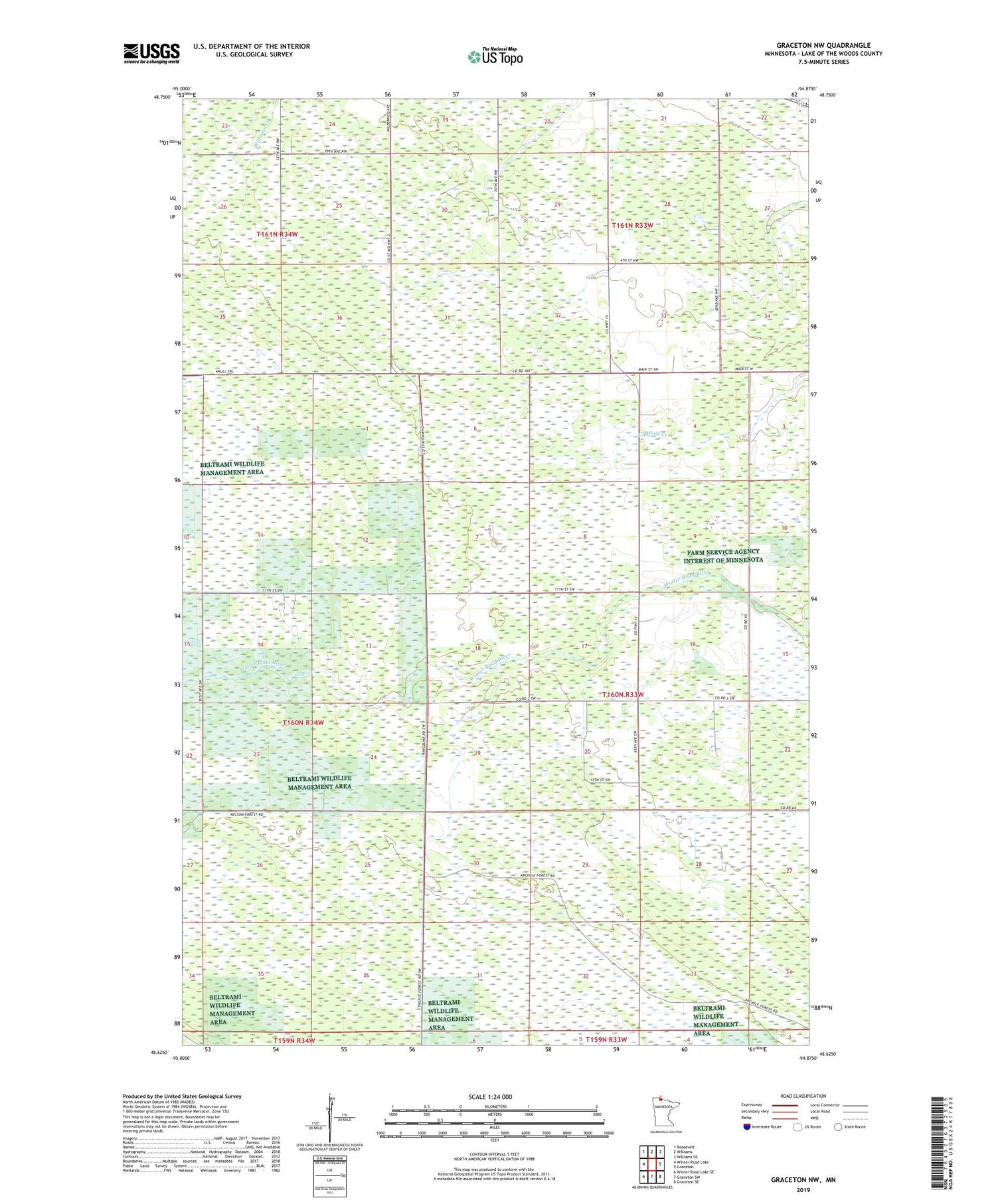 Graceton NW Minnesota US Topo Map Image