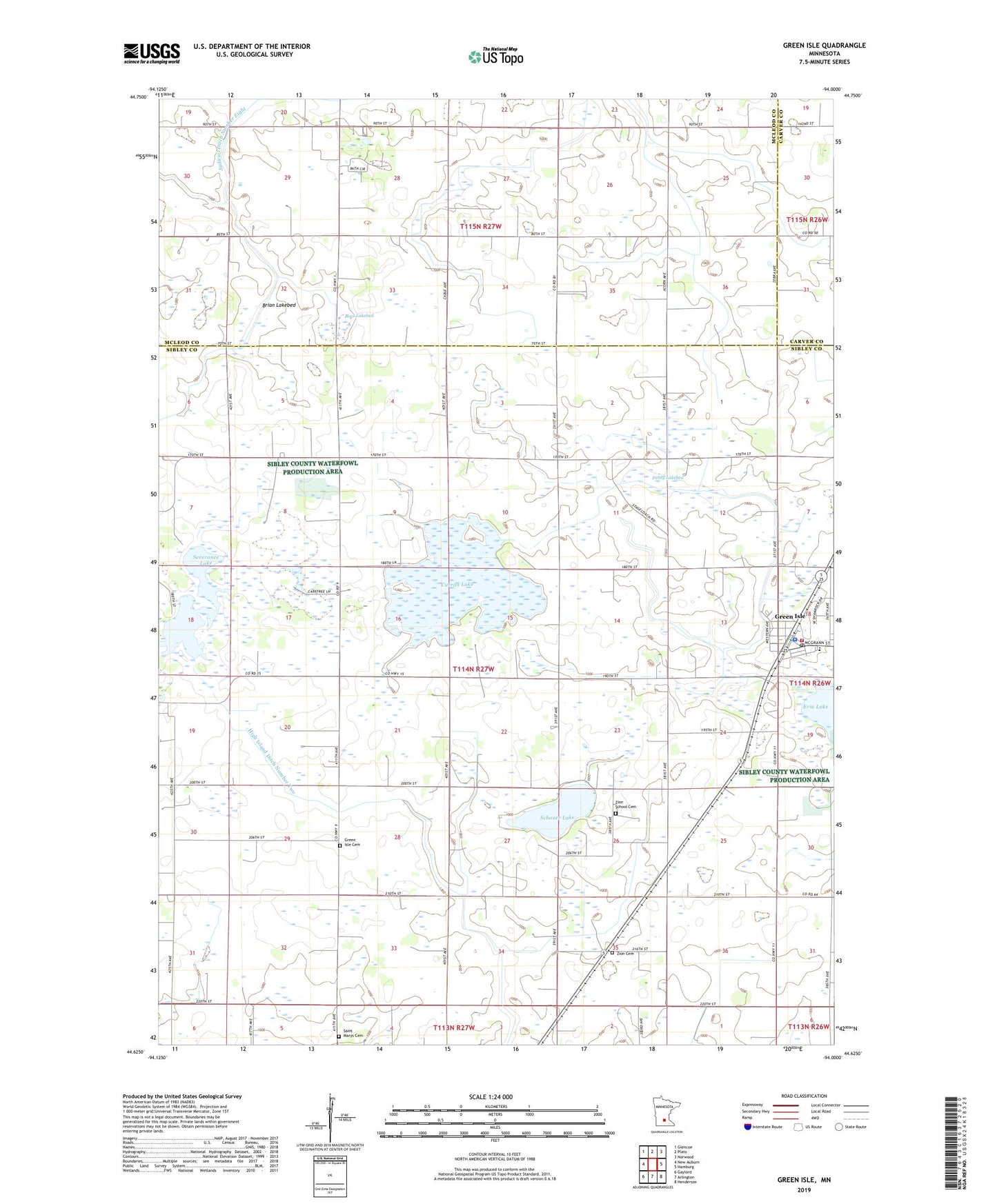 Green Isle Minnesota US Topo Map Image