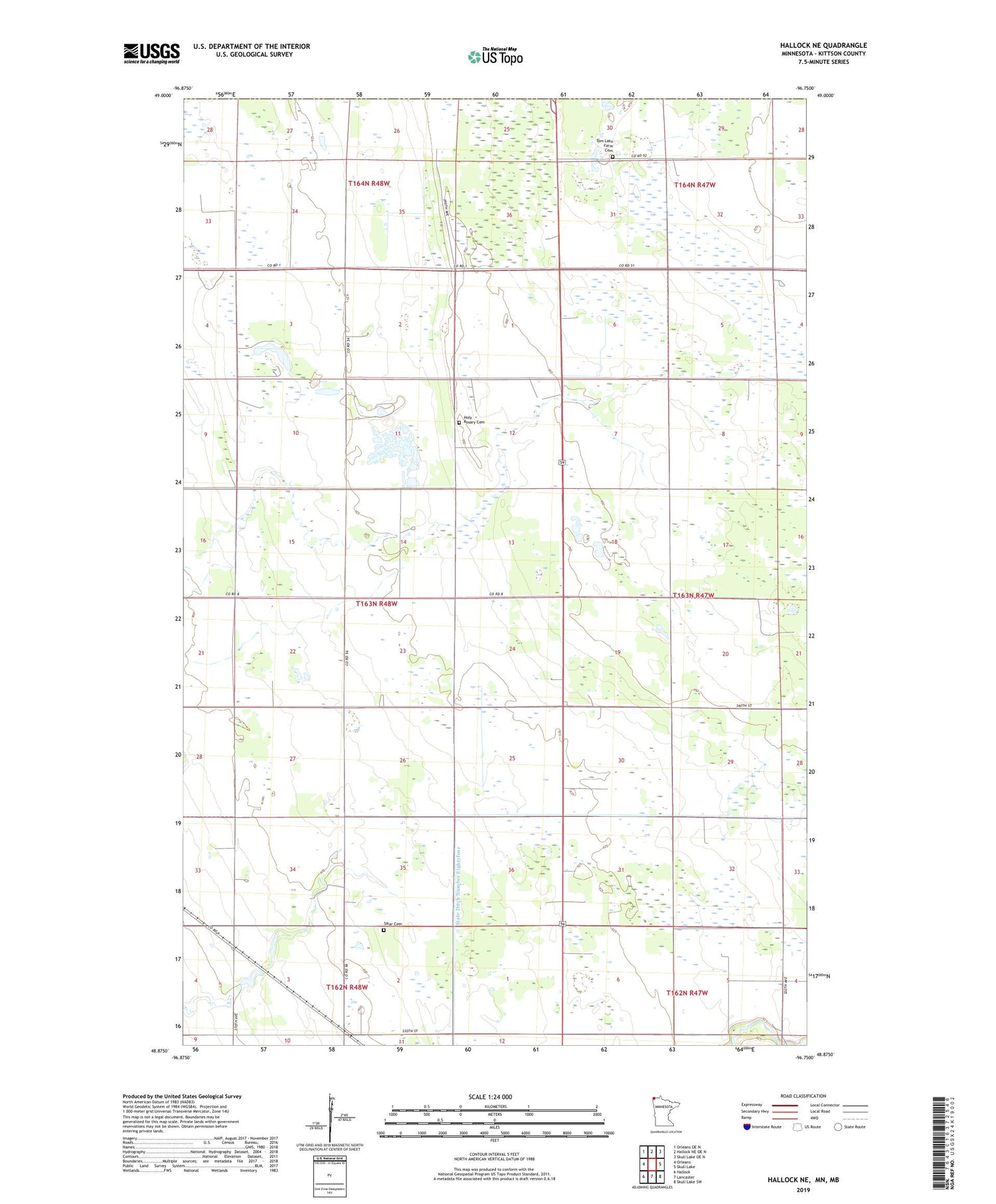 Hallock NE Minnesota US Topo Map Image
