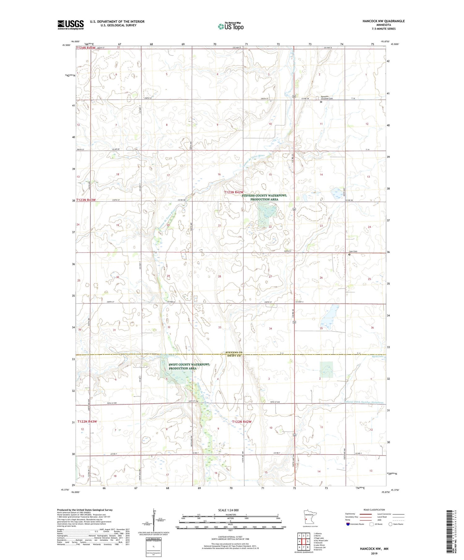 Hancock NW Minnesota US Topo Map Image