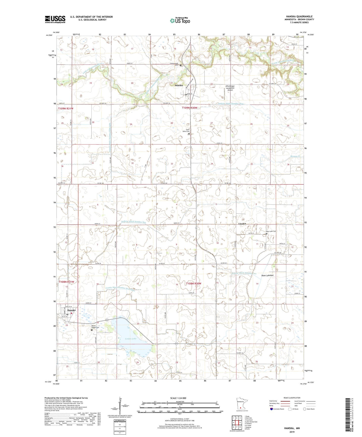 Hanska Minnesota US Topo Map Image