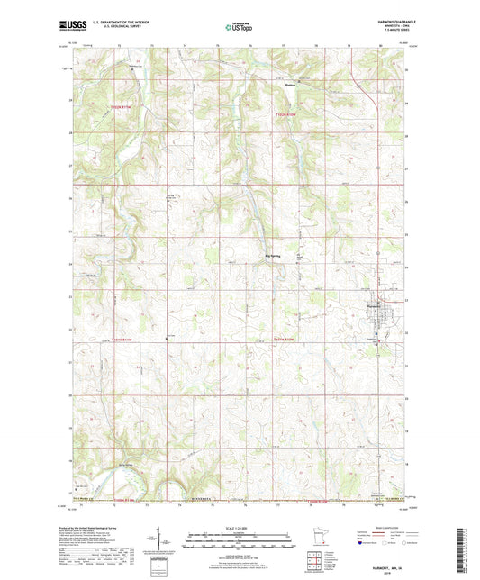 Harmony Minnesota US Topo Map Image