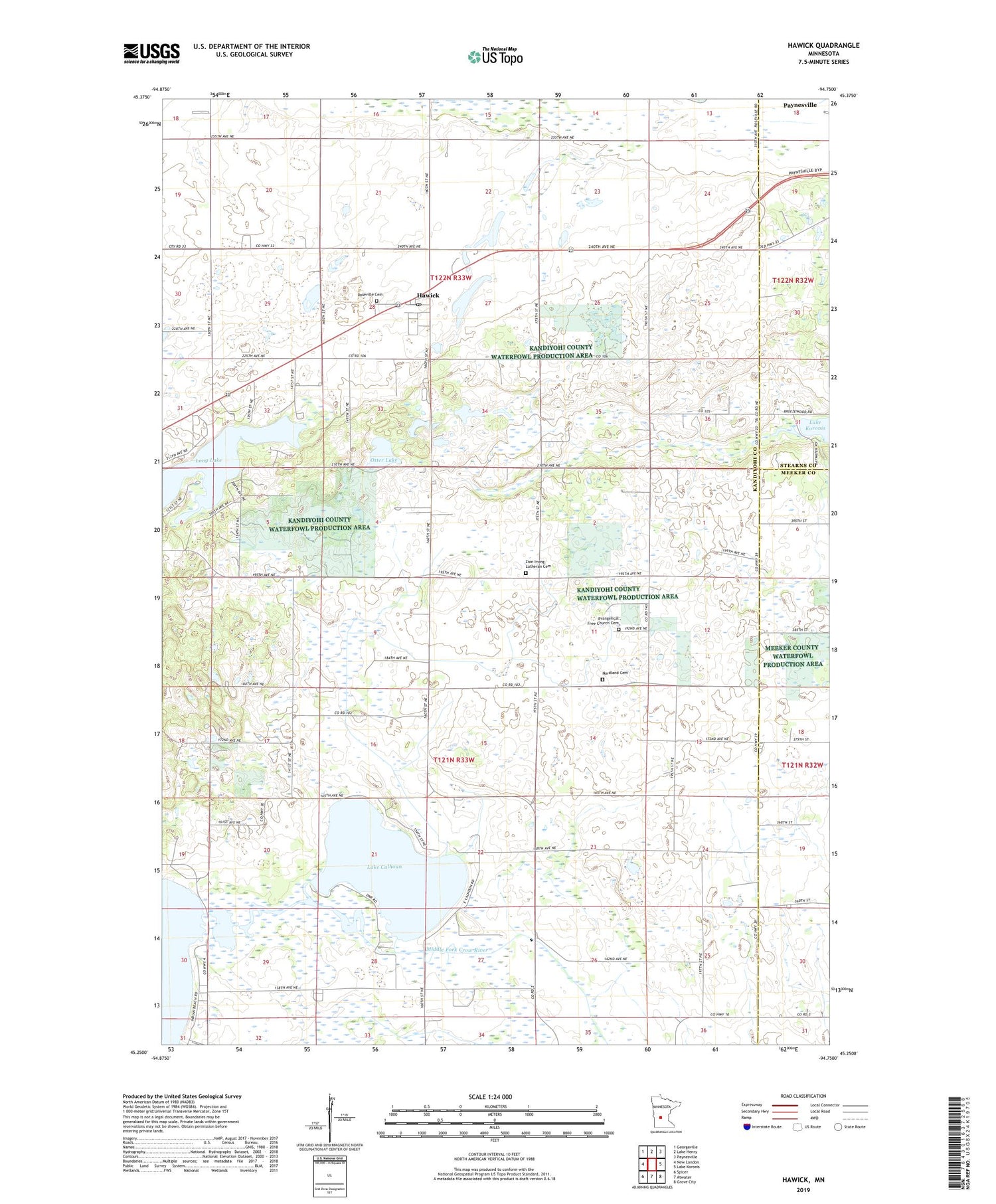 Hawick Minnesota US Topo Map Image