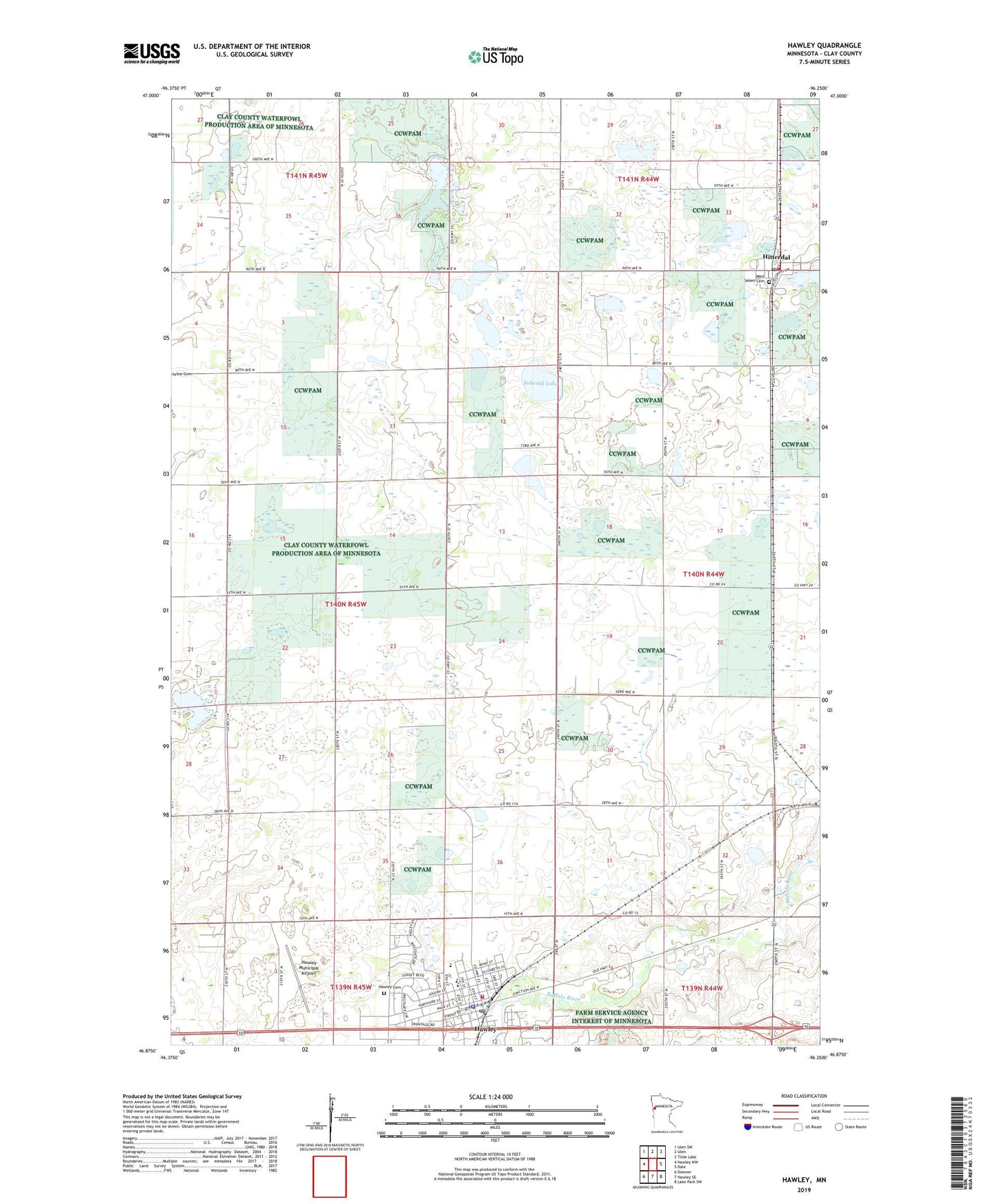 Hawley Minnesota US Topo Map Image