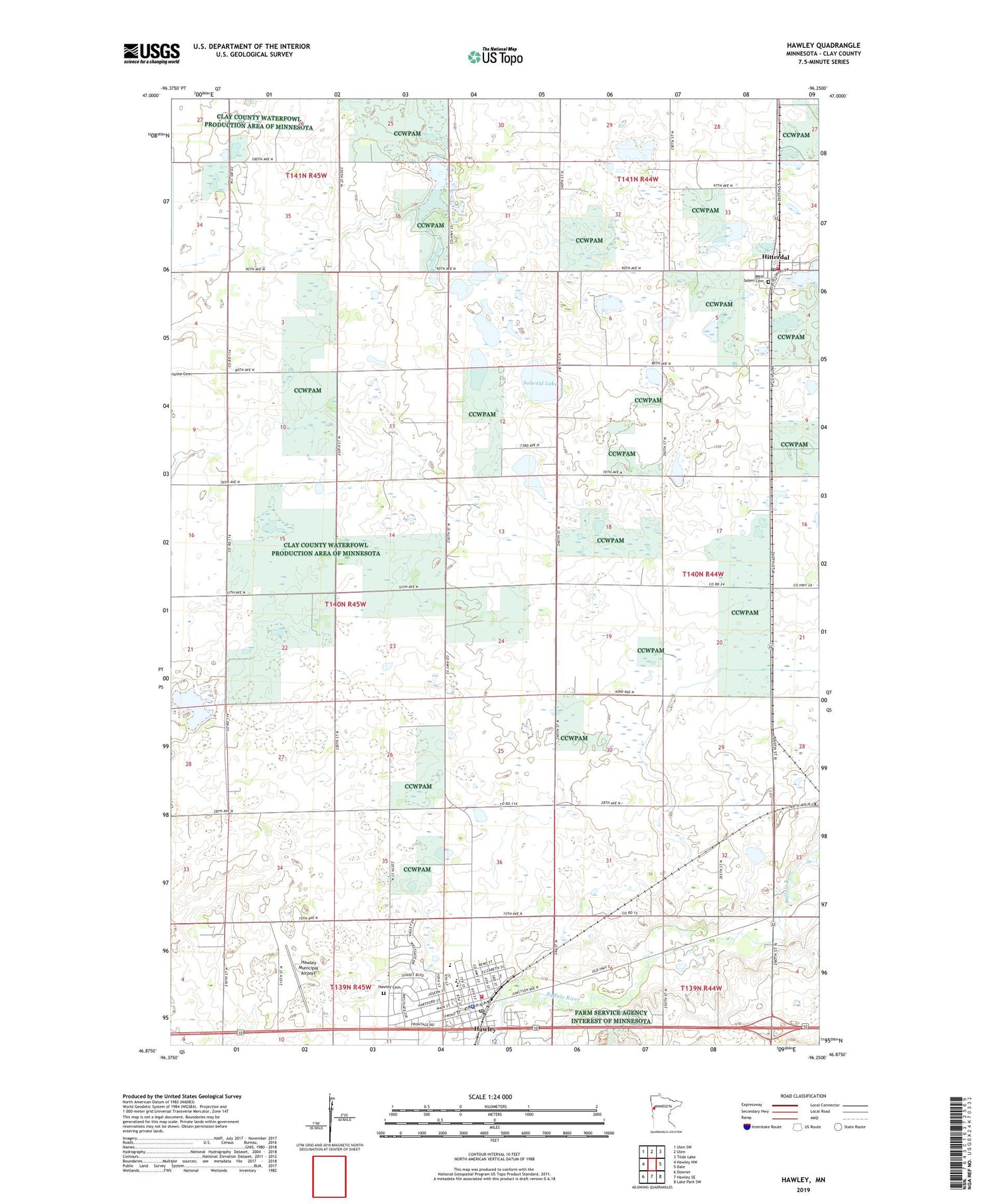 Hawley Minnesota US Topo Map Image