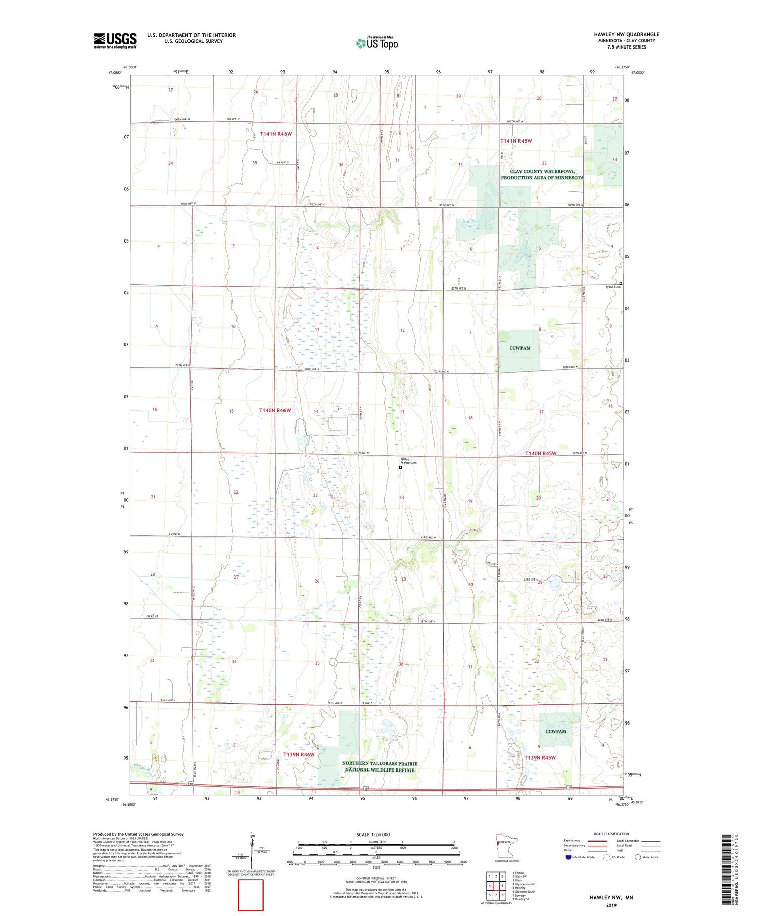 Hawley NW Minnesota US Topo Map Image