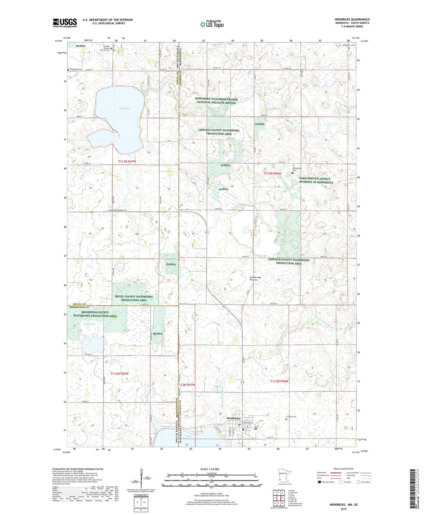 Hendricks Minnesota US Topo Map Image